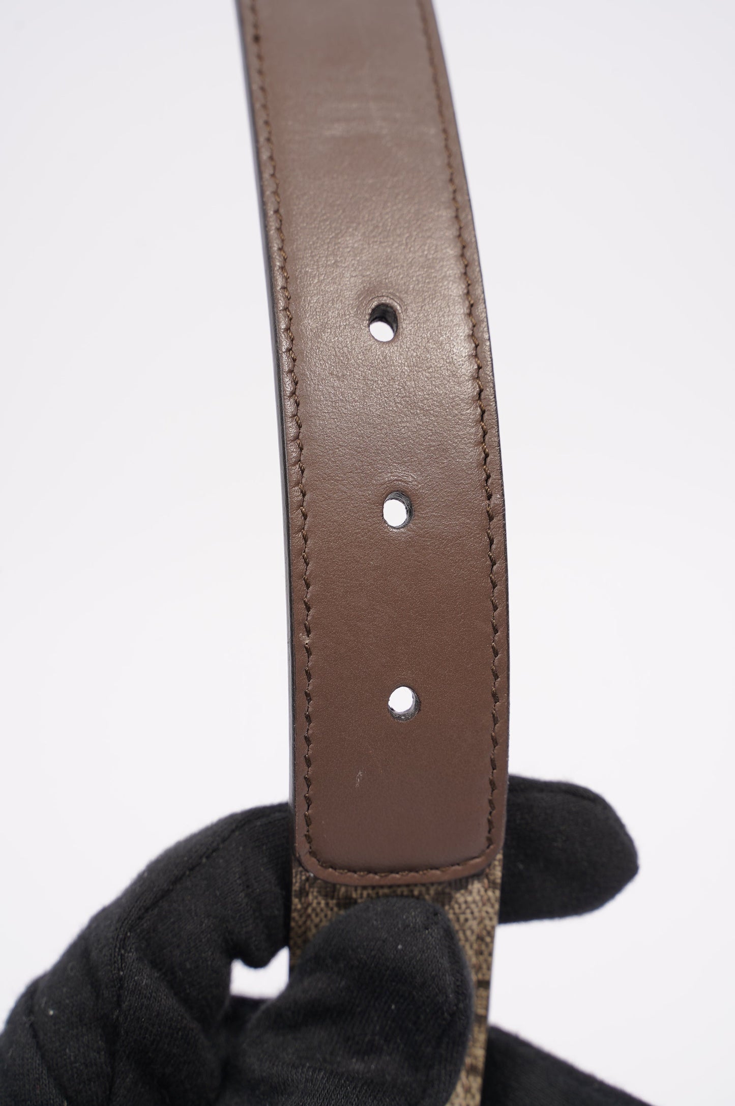 Gucci Womens GG with Double G Belt Supreme / Brown Leather / Canvas 90