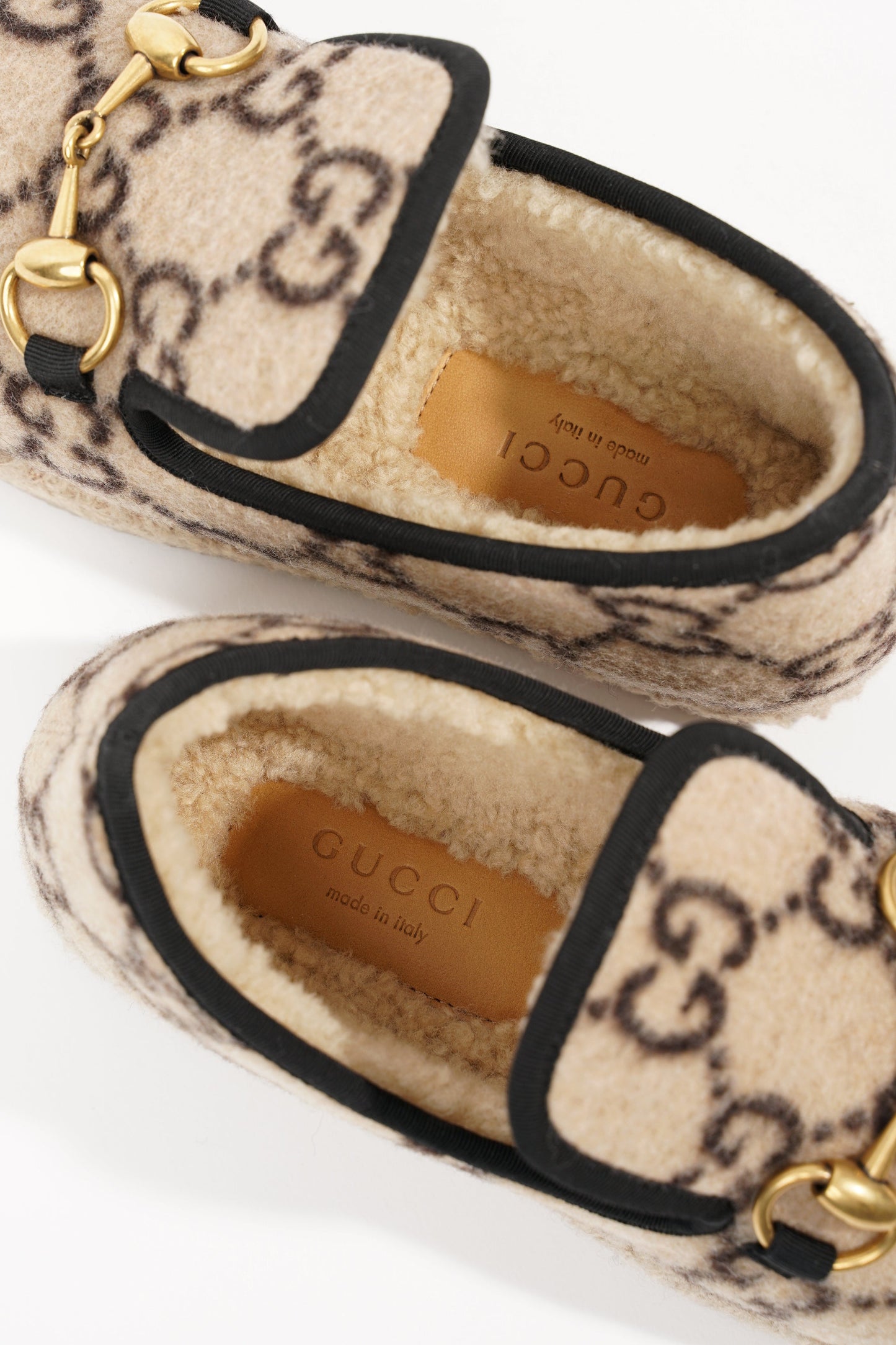 Gucci GG Wool Loafer Beige Black EU 34 / UK 1