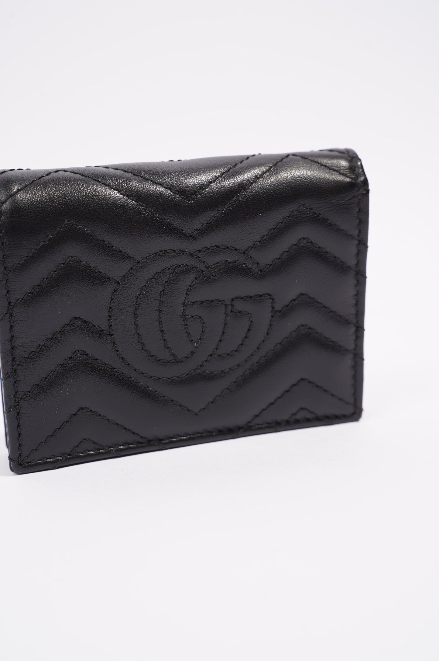 Gucci Womens Marmont GG Wallet Black Leather Small