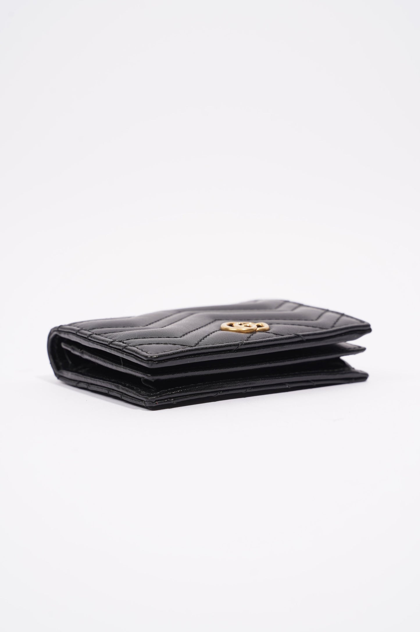 Gucci Womens Marmont GG Wallet Black Leather Small