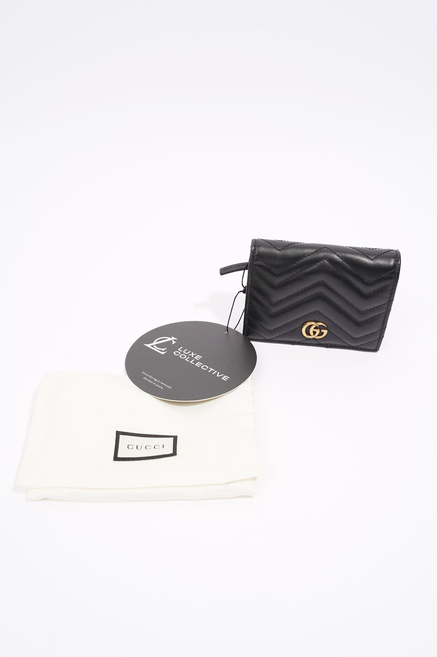 Gucci Womens Marmont GG Wallet Black Leather Small