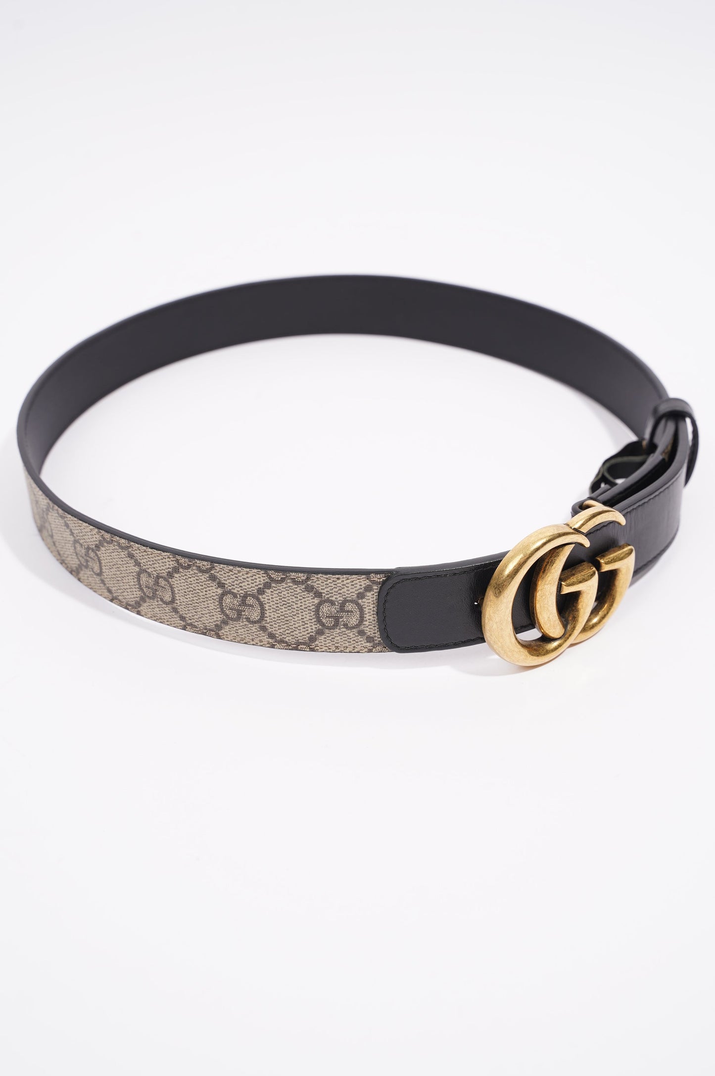 Gucci Womens GG with Double G Belt Black / Brown Canvas / Leather 75