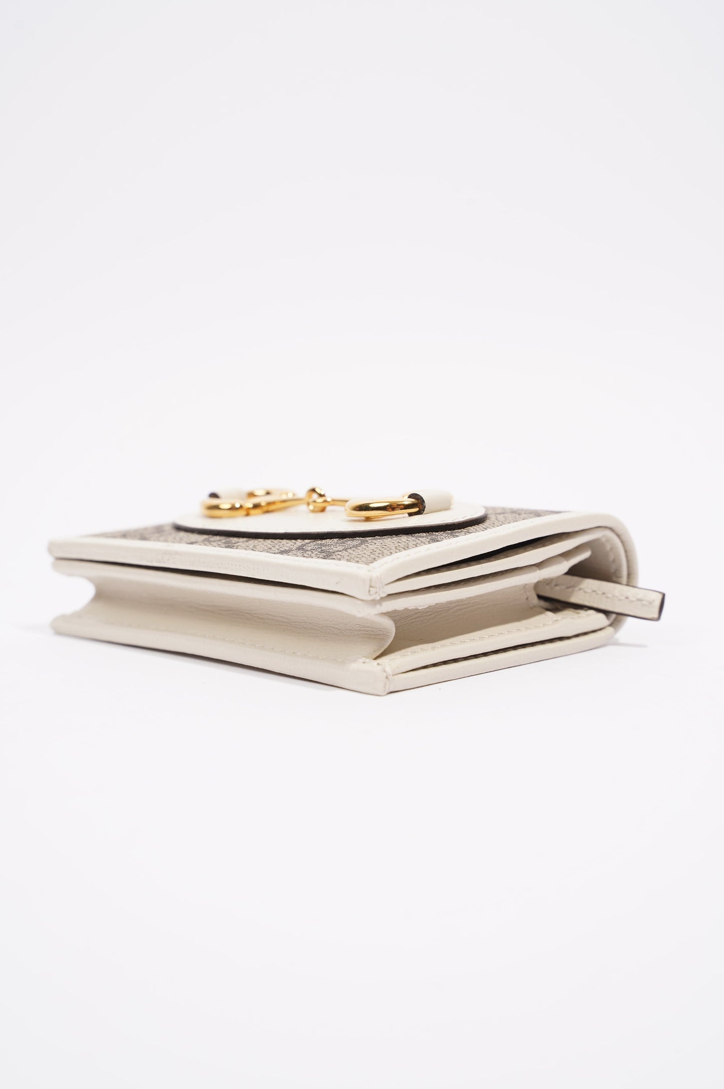 Gucci Womens Horsebit 1955 Wallet Cream / Brown Canvas / Leather Small