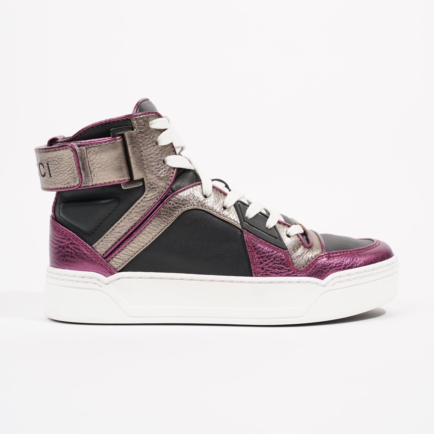 Gucci Womens High Top Sneaker Bronze / Purple EU 35.5 / UK 2.5