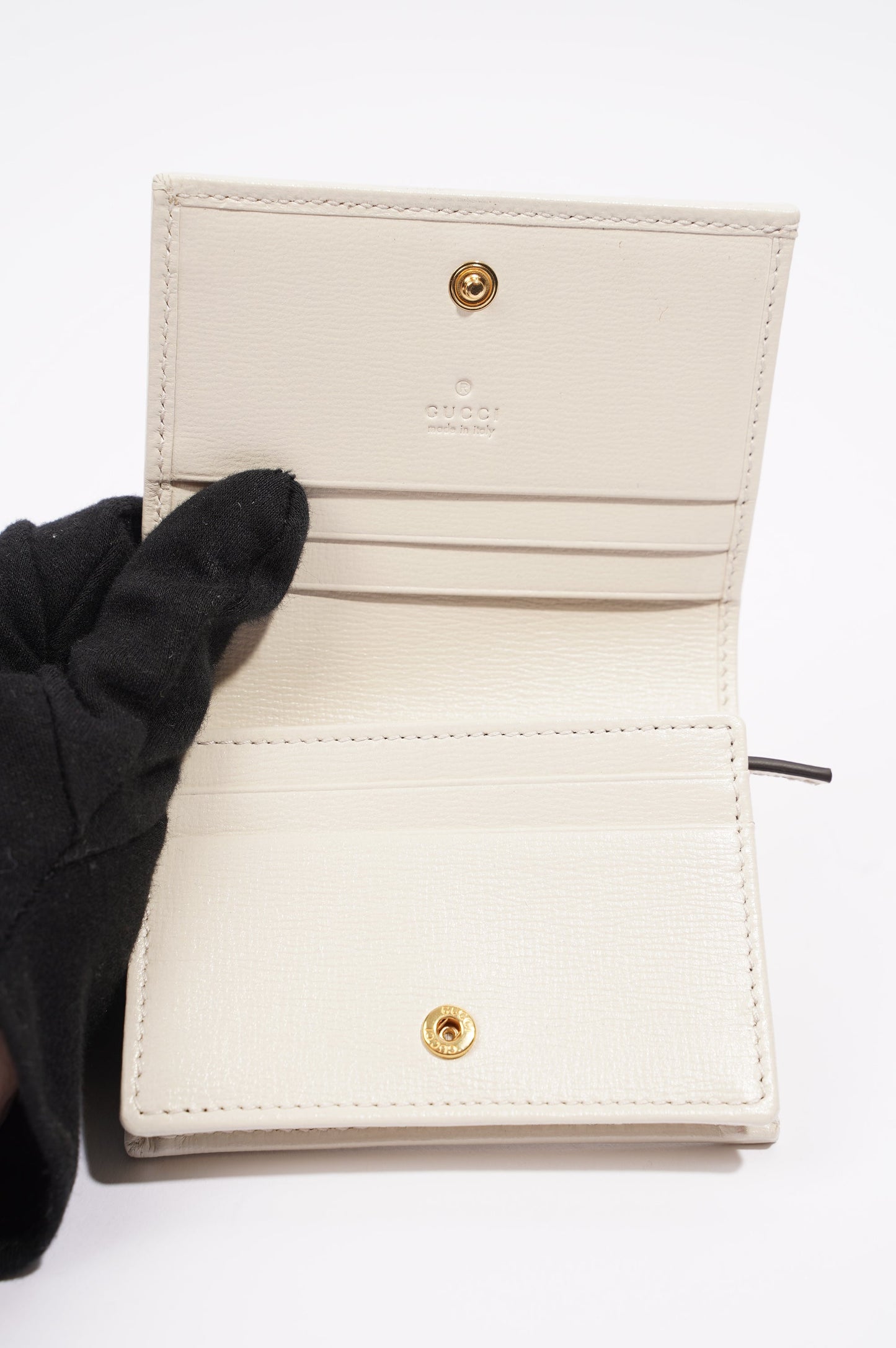 Gucci Womens Horsebit 1955 Wallet Cream / Brown Canvas / Leather Small