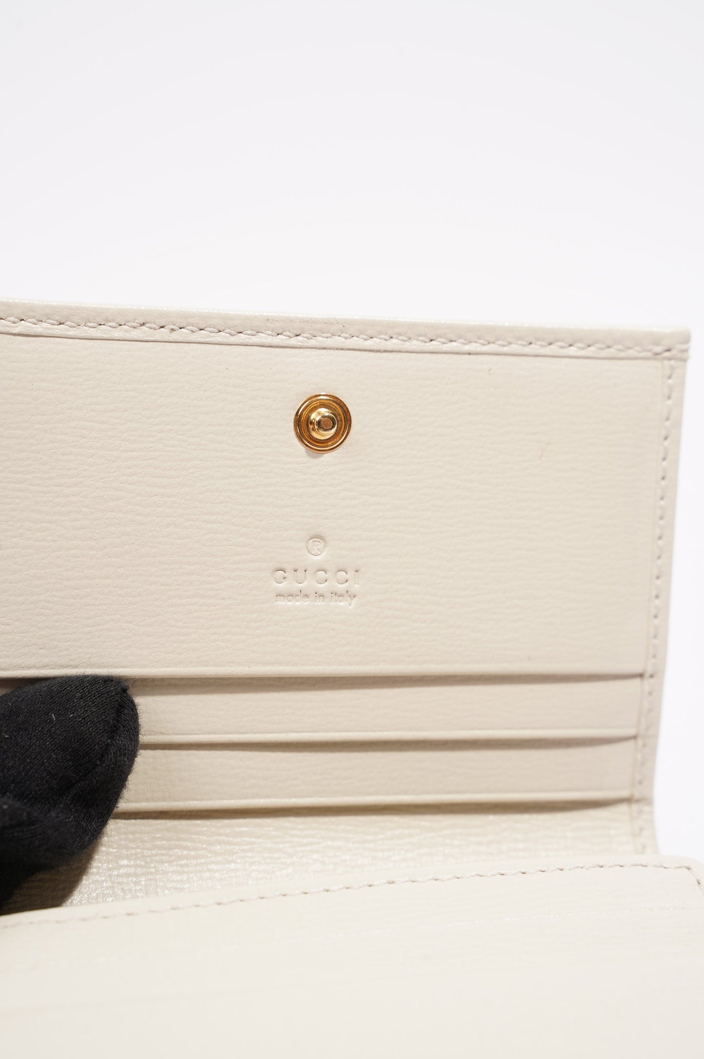 Gucci Womens Horsebit 1955 Wallet Cream / Brown Canvas / Leather Small