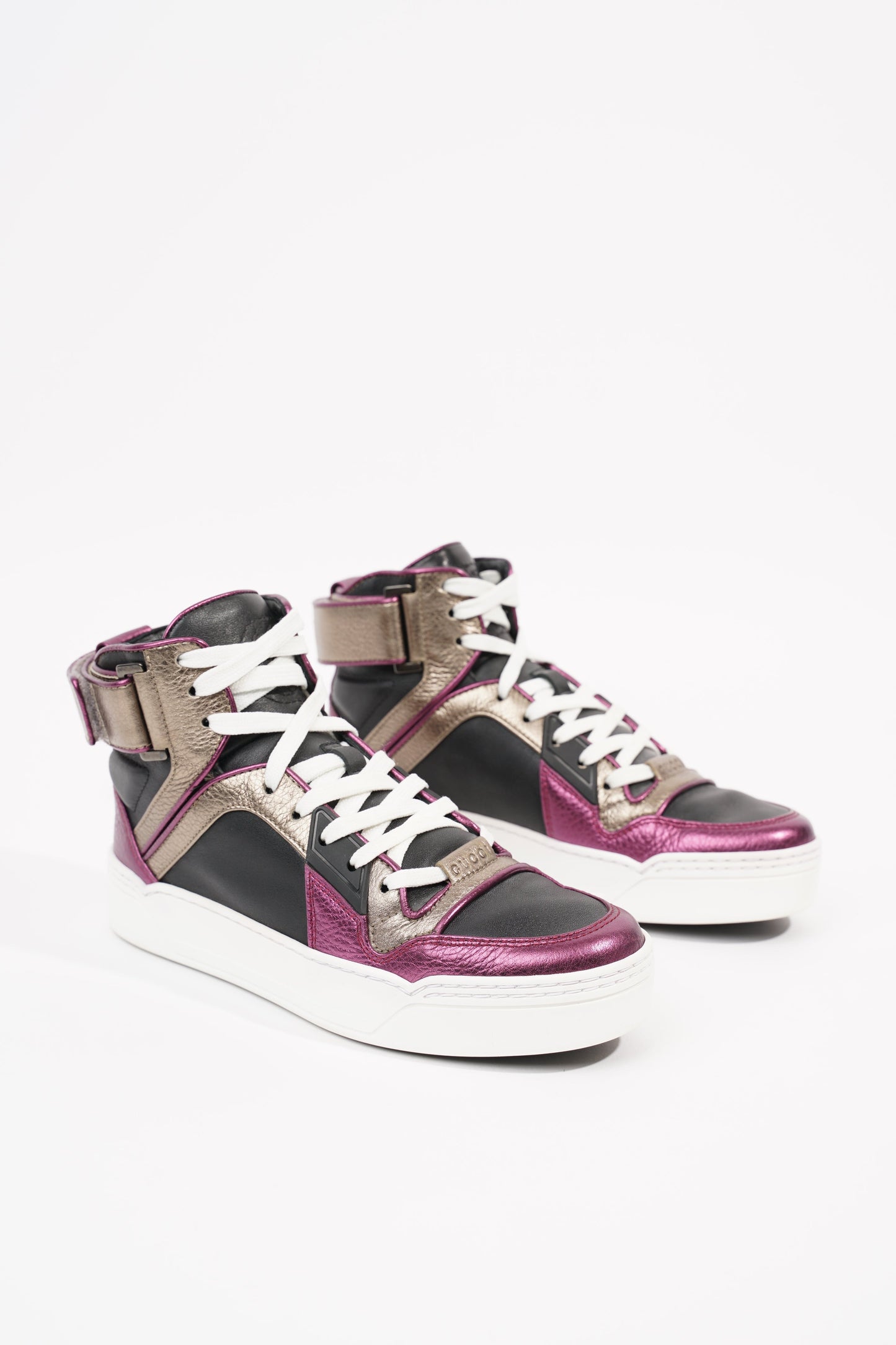 Gucci Womens High Top Sneaker Bronze / Purple EU 35.5 / UK 2.5