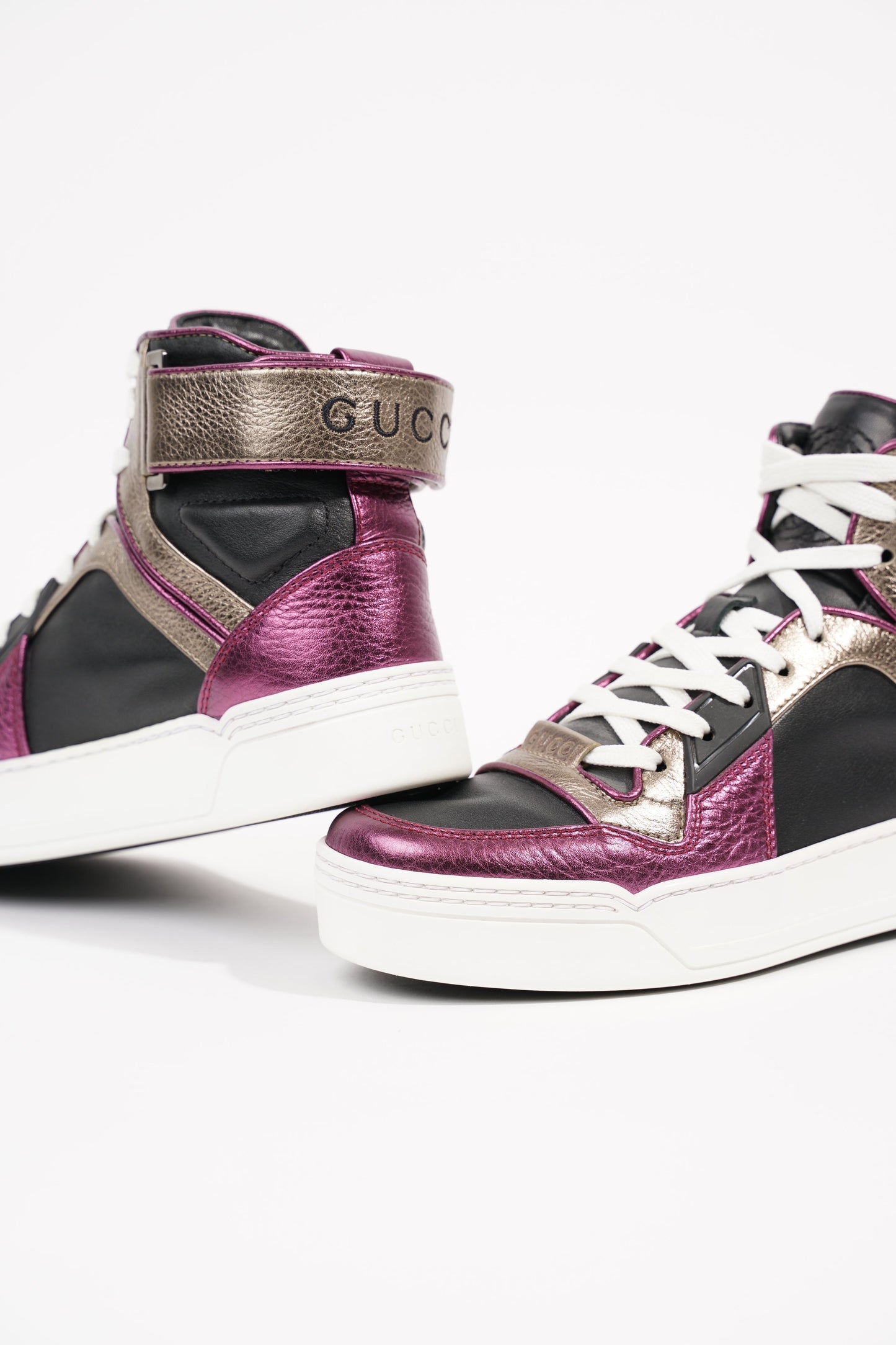 Gucci Womens High Top Sneaker Bronze / Purple EU 35.5 / UK 2.5