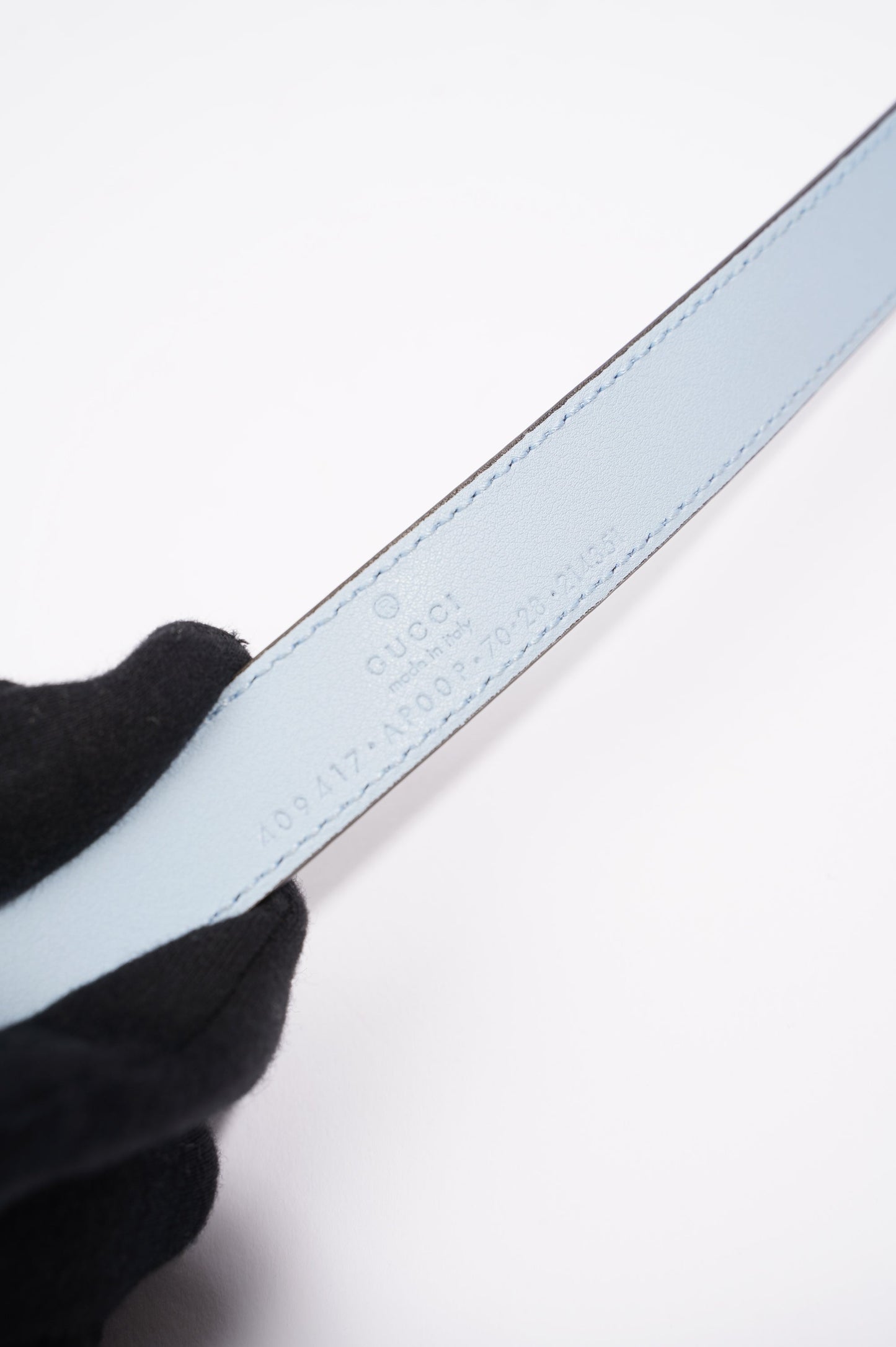 Gucci GG Marmont Belt Blue Leather 70cm - 28"