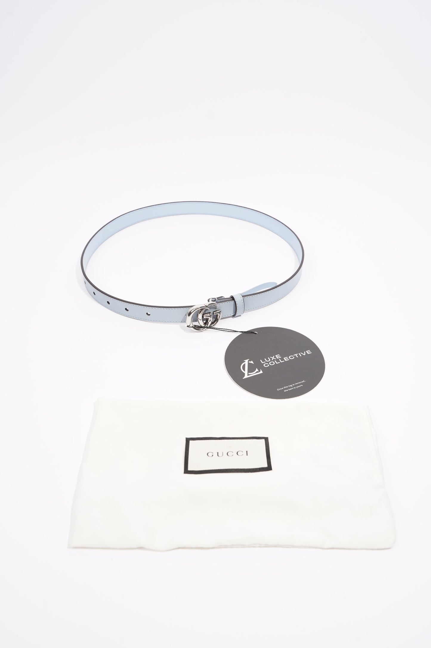 Gucci GG Marmont Belt Blue Leather 70cm - 28"