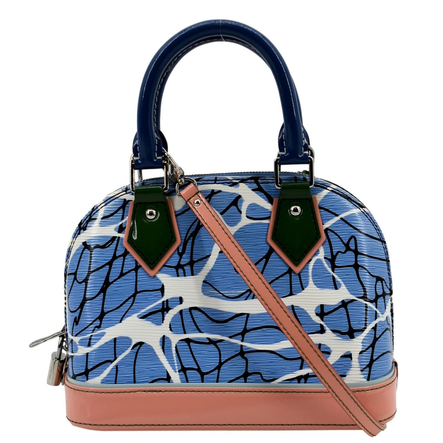 Louis Vuitton Alma BB Aqua Print Epi Leather Satchel Crossbody Bag Blue