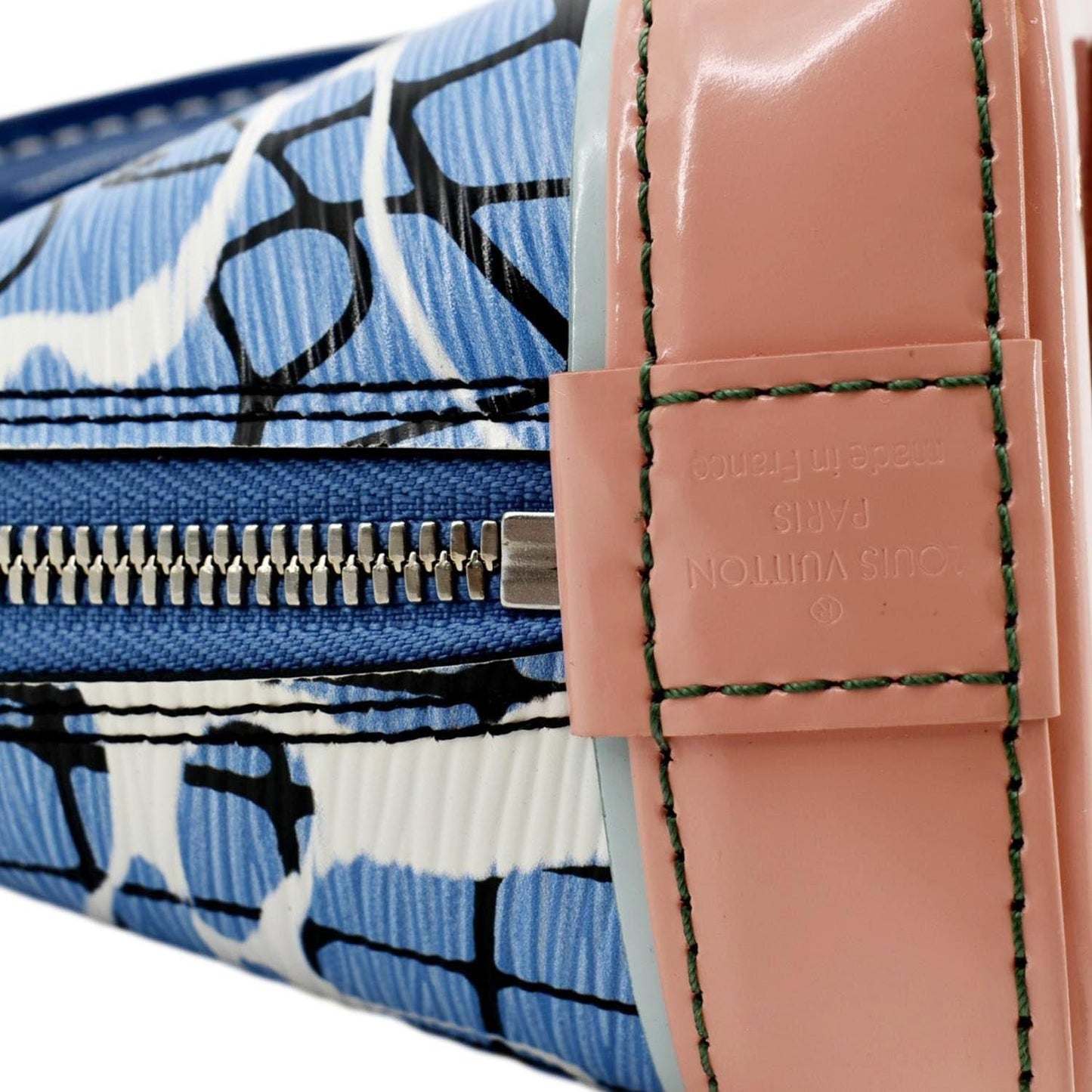 Louis Vuitton Alma BB Aqua Print Epi Leather Satchel Crossbody Bag Blue