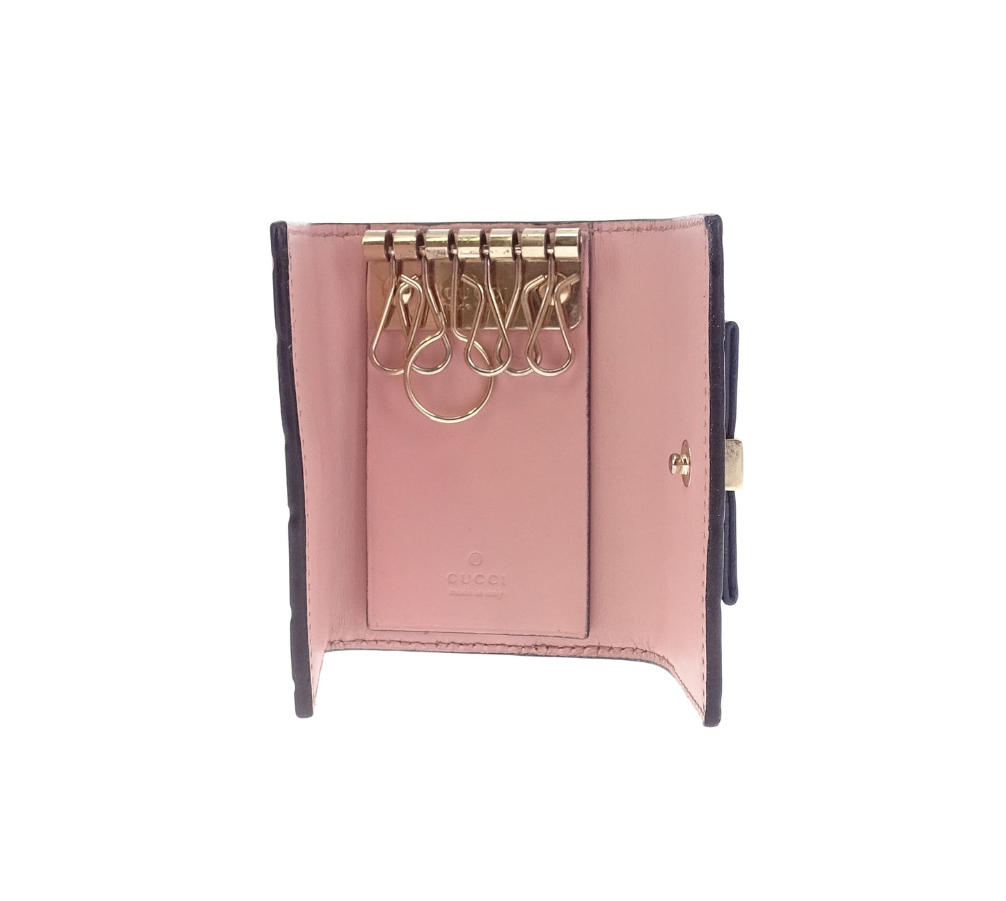 Gucci Guccissima Navy & Pink 6 Key Case