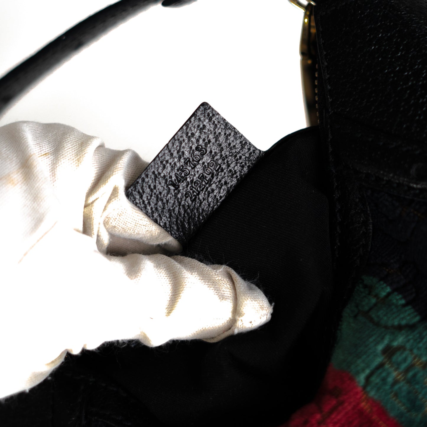 Gucci Velvet Horsebit Embossed Glam Hobo Black