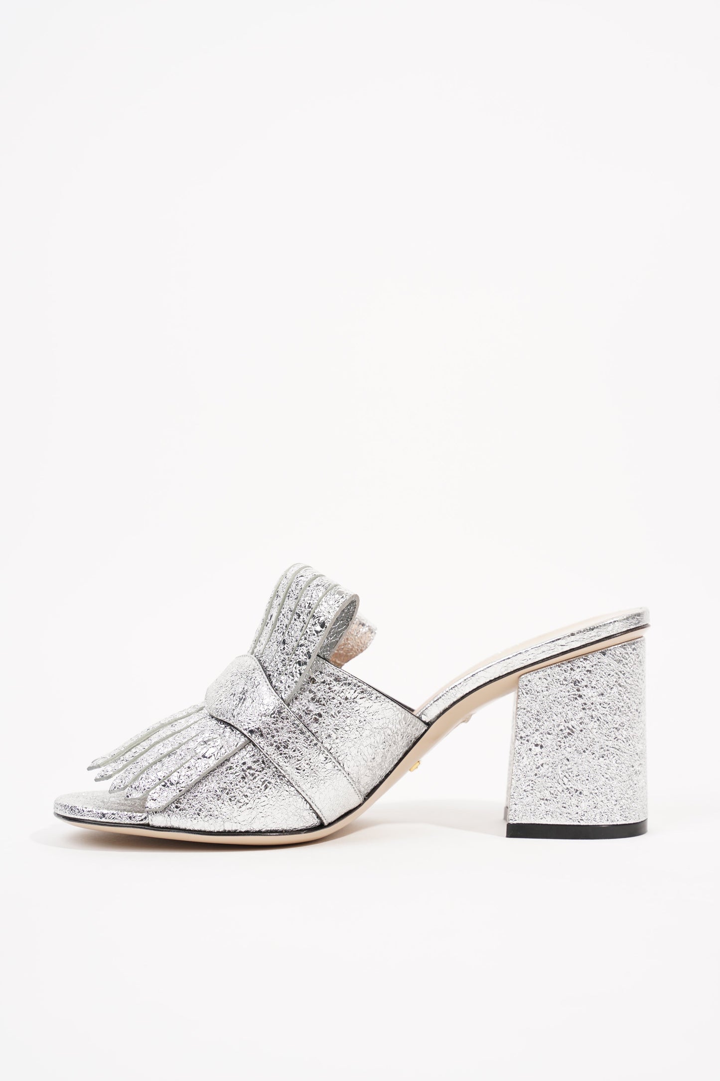 Gucci Womens Marmont Fringe Sandal Silver EU 38 / UK 5