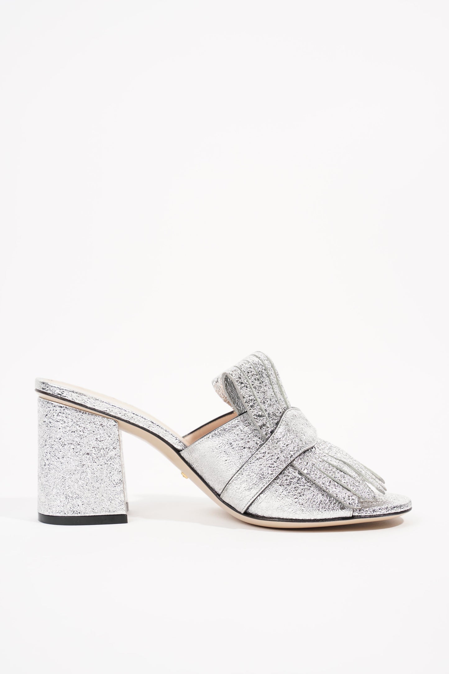 Gucci Womens Marmont Fringe Sandal Silver EU 38 / UK 5