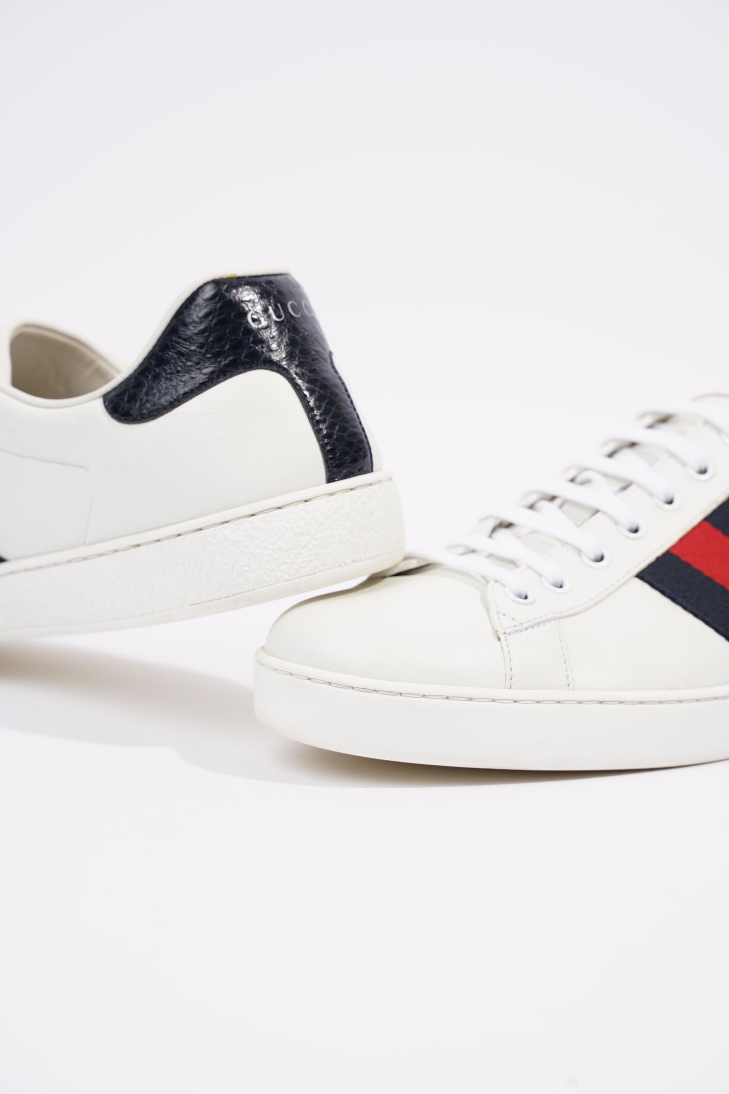 Gucci Mens Ace White / Navy / Red EU 44.5 / UK 10.5