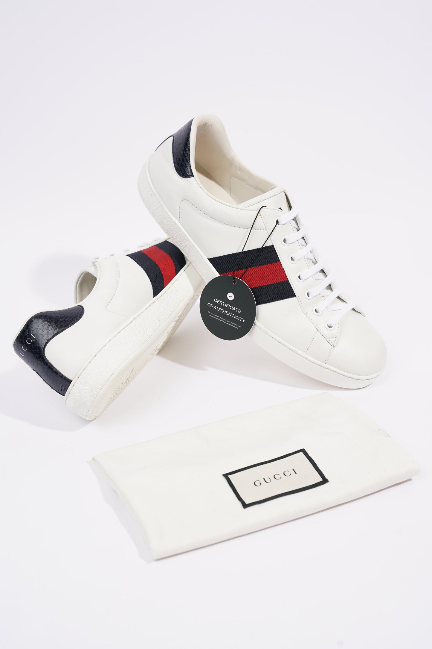 Gucci Mens Ace White / Navy / Red EU 44.5 / UK 10.5
