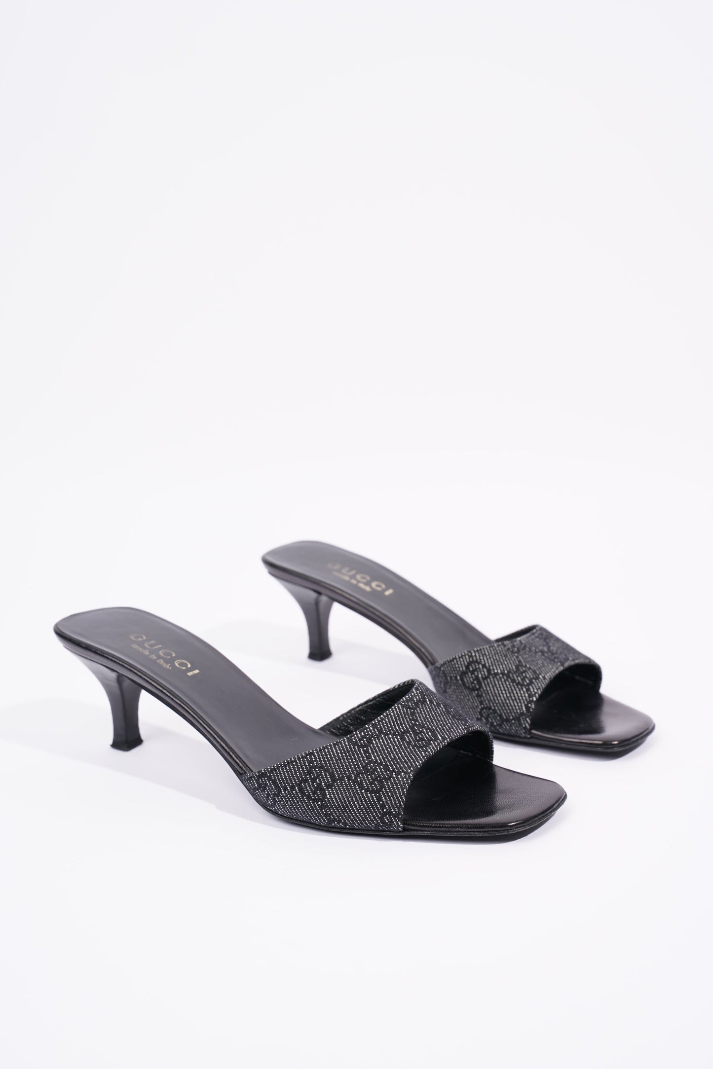 Gucci Womens Mule Sandals Black / White EU 37 / UK 4