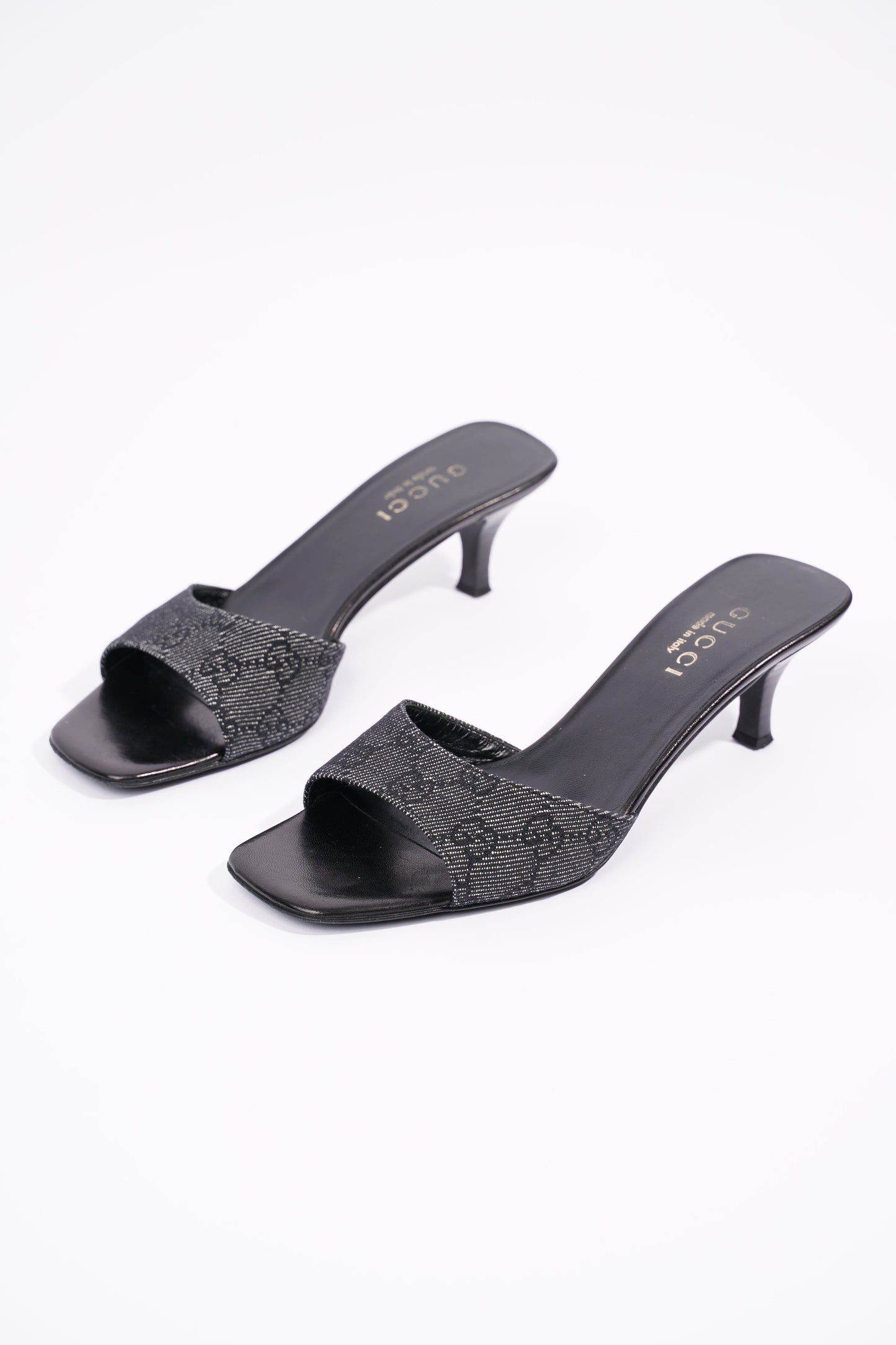 Gucci Womens Mule Sandals Black / White EU 37 / UK 4