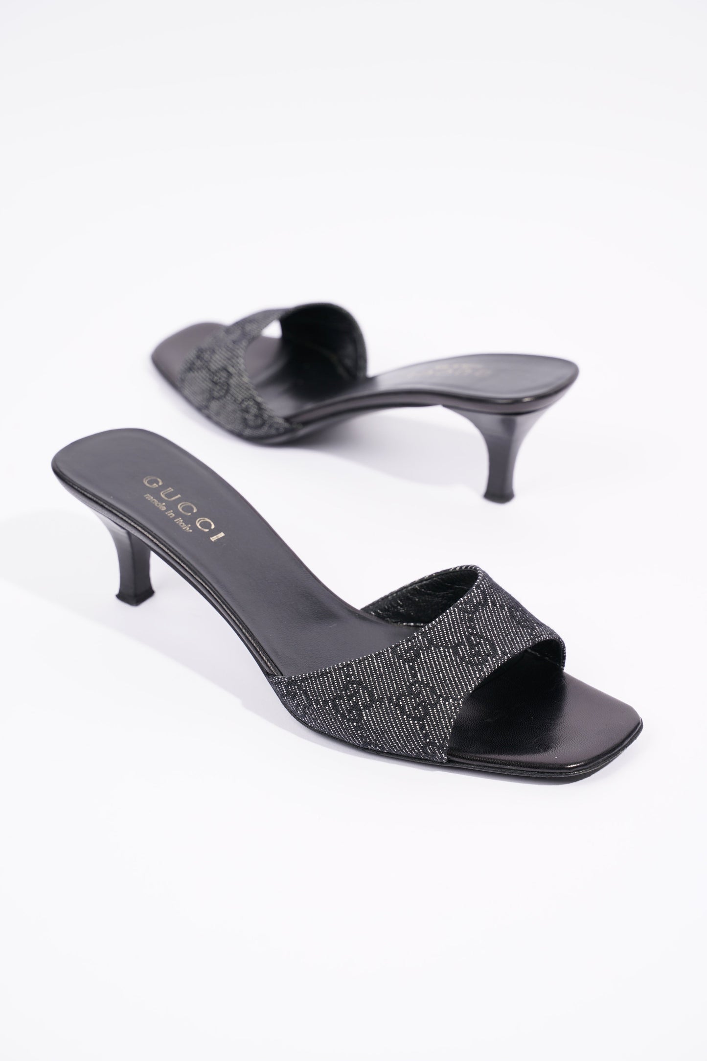 Gucci Womens Mule Sandals Black / White EU 37 / UK 4