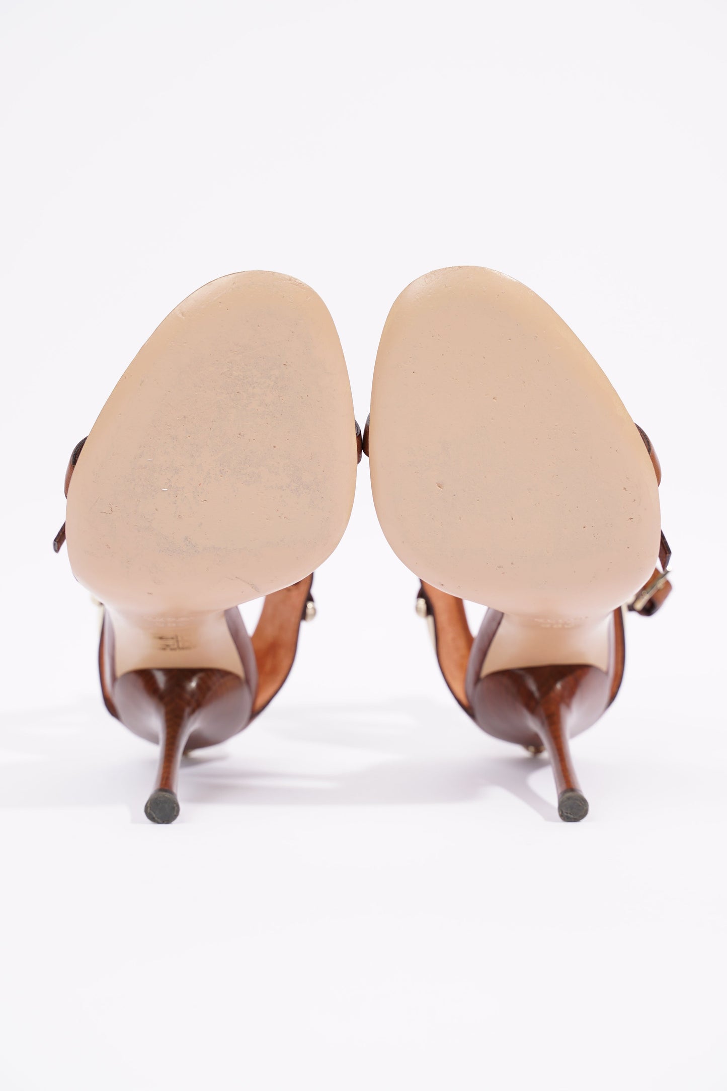Gucci Womens Leather Strap Heels Brown EU 38 / UK 5