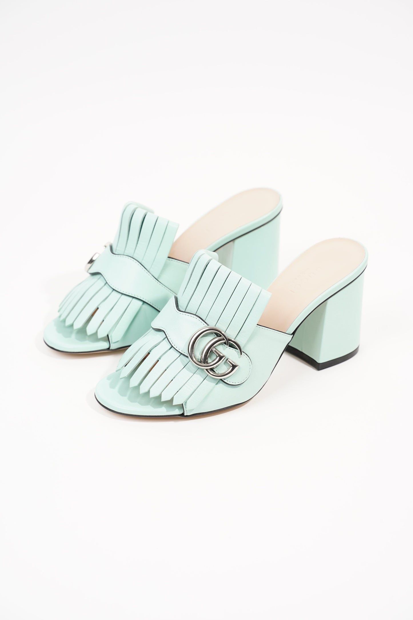 Gucci Womens Marmont Fringe Sandal Baby Blue EU 36 / UK 3