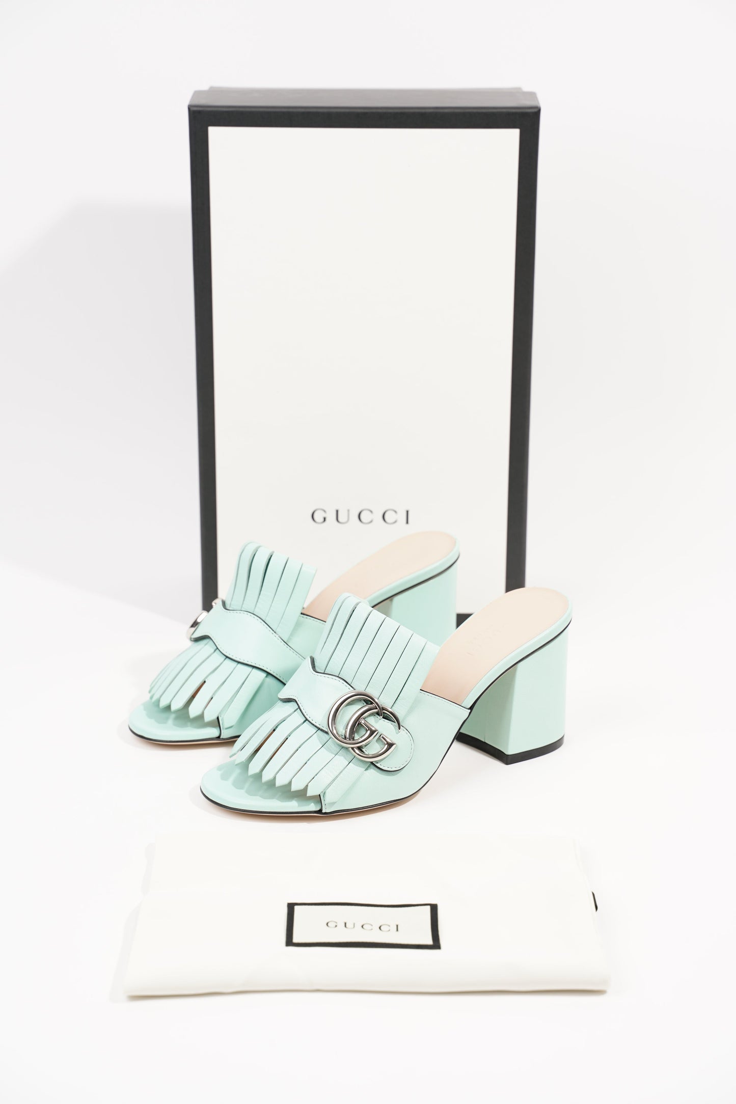 Gucci Womens Marmont Fringe Sandal Baby Blue EU 36 / UK 3