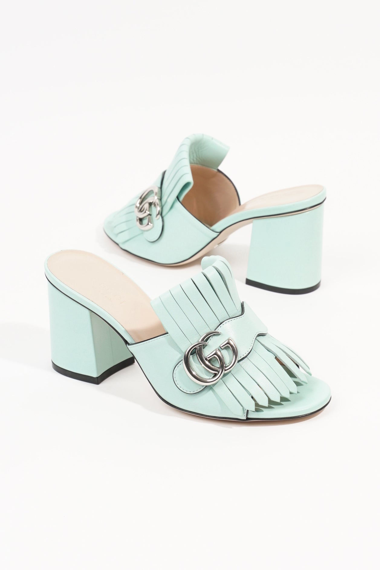 Gucci Womens Marmont Fringe Sandal Baby Blue EU 36 / UK 3