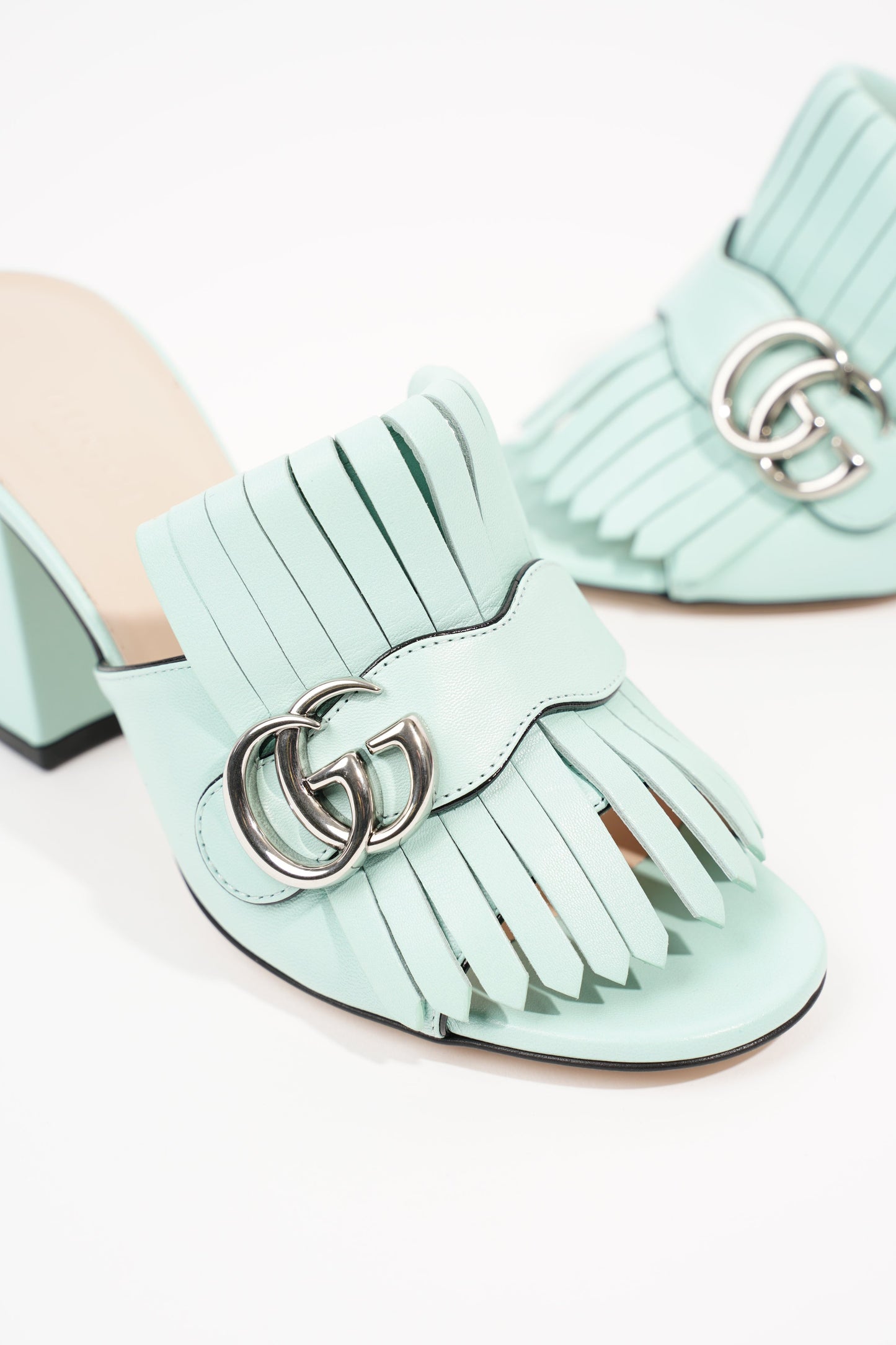 Gucci Womens Marmont Fringe Sandal Baby Blue EU 36 / UK 3