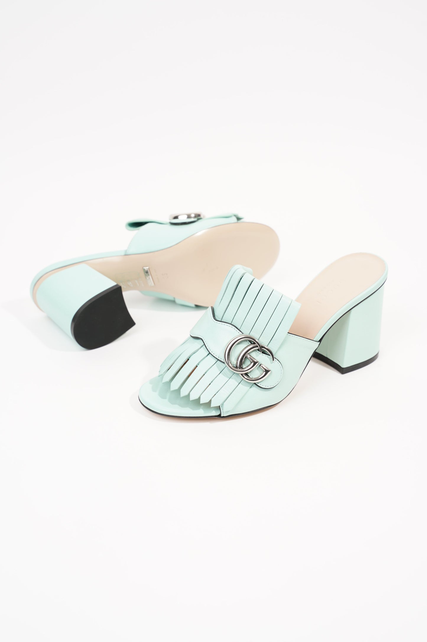Gucci Womens Marmont Fringe Sandal Baby Blue EU 36 / UK 3