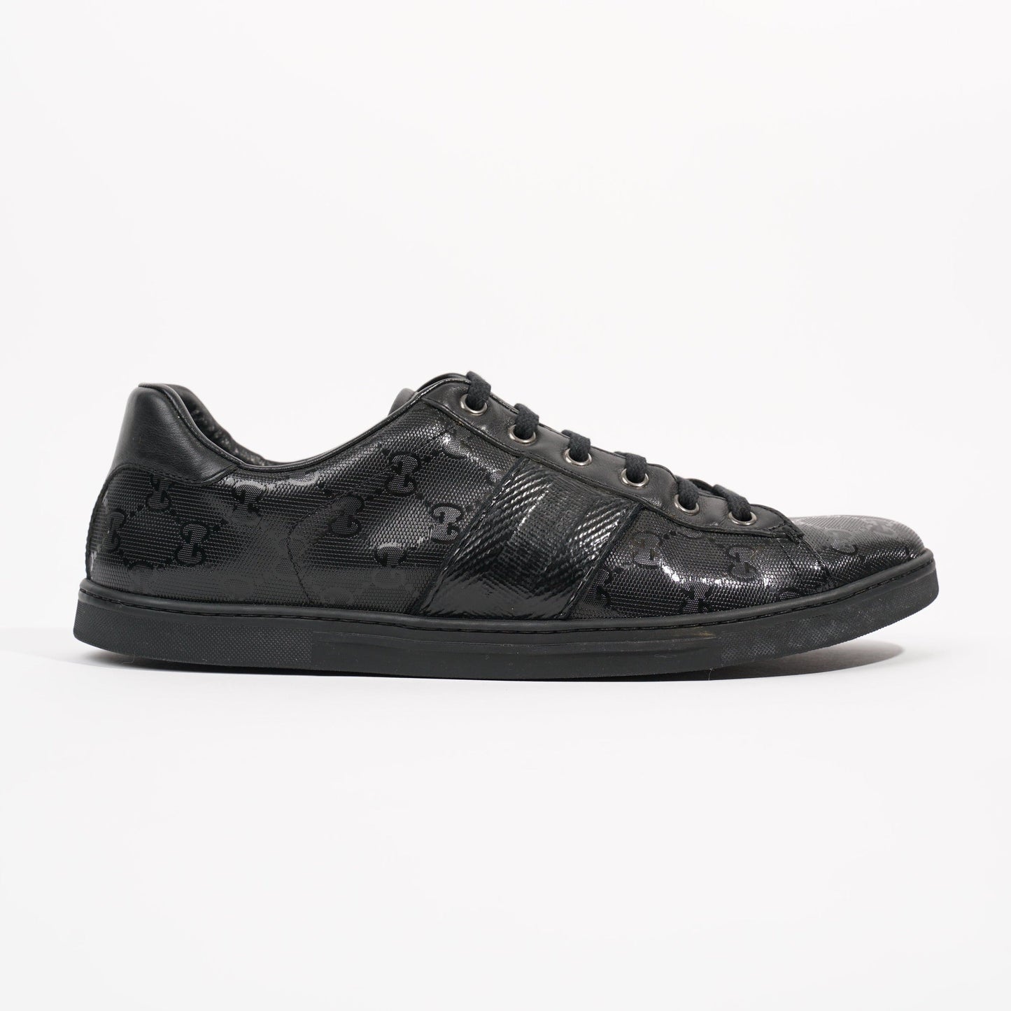Gucci Mens Guccissima Low Top Sneaker Black EU 40.5 / UK 6.5