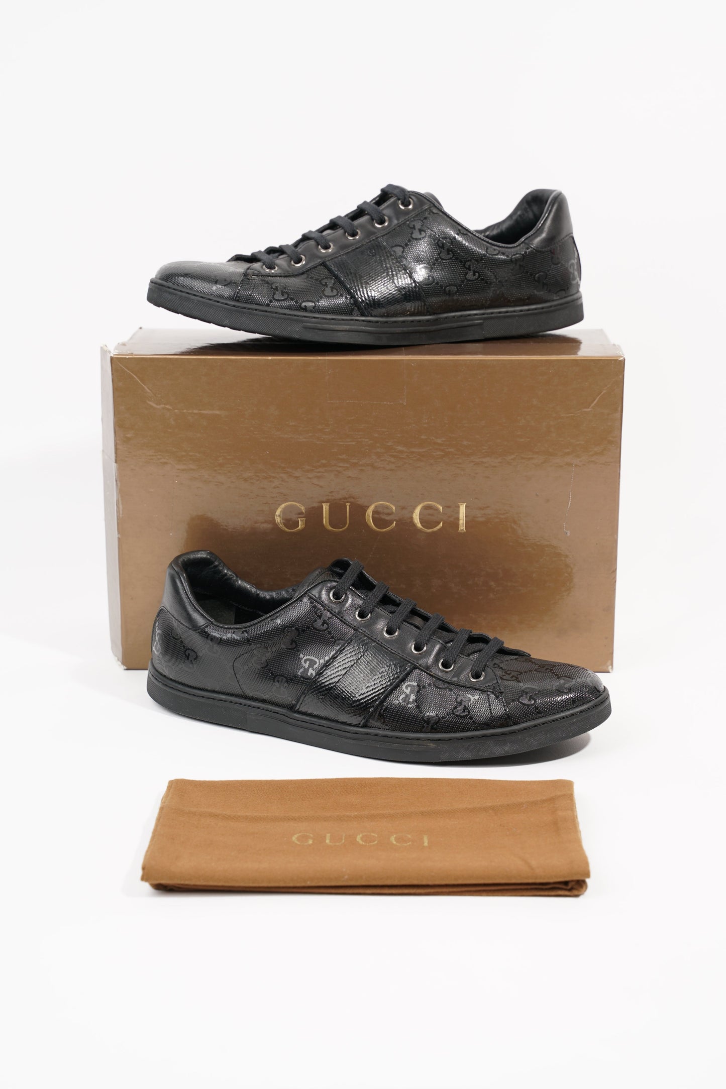 Gucci Mens Guccissima Low Top Sneaker Black EU 40.5 / UK 6.5