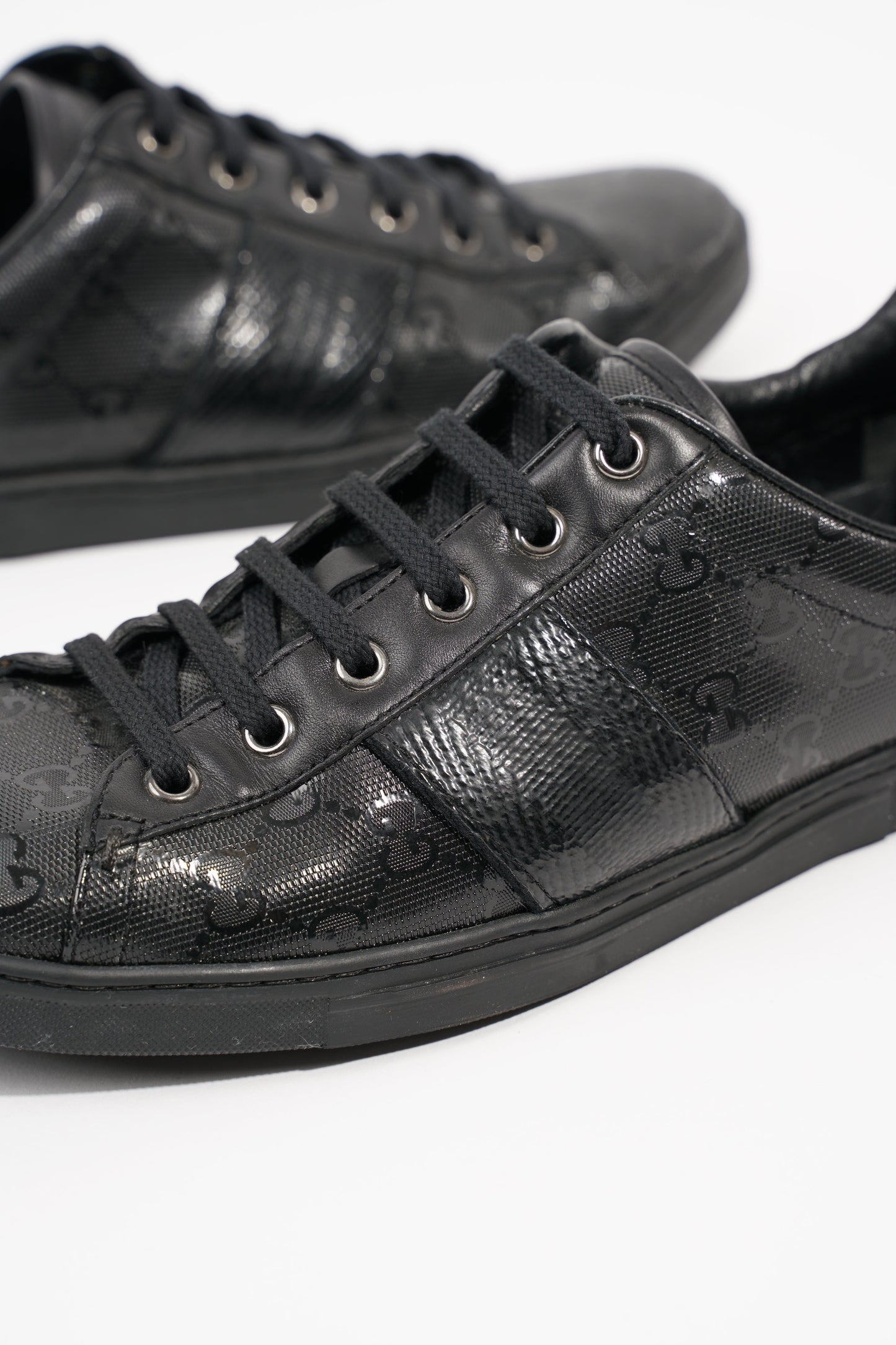 Gucci Mens Guccissima Low Top Sneaker Black EU 40.5 / UK 6.5