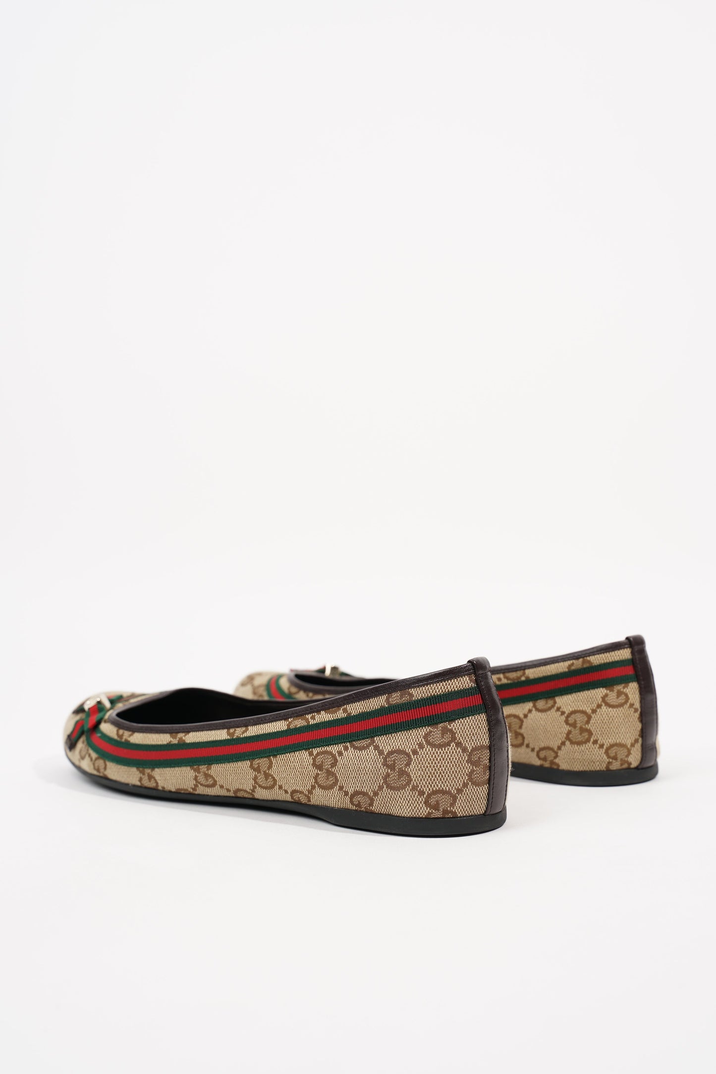 Gucci Womens Mayfair GG Canvas Web Bow Ballerina Pump Beige EU 38 / UK 5