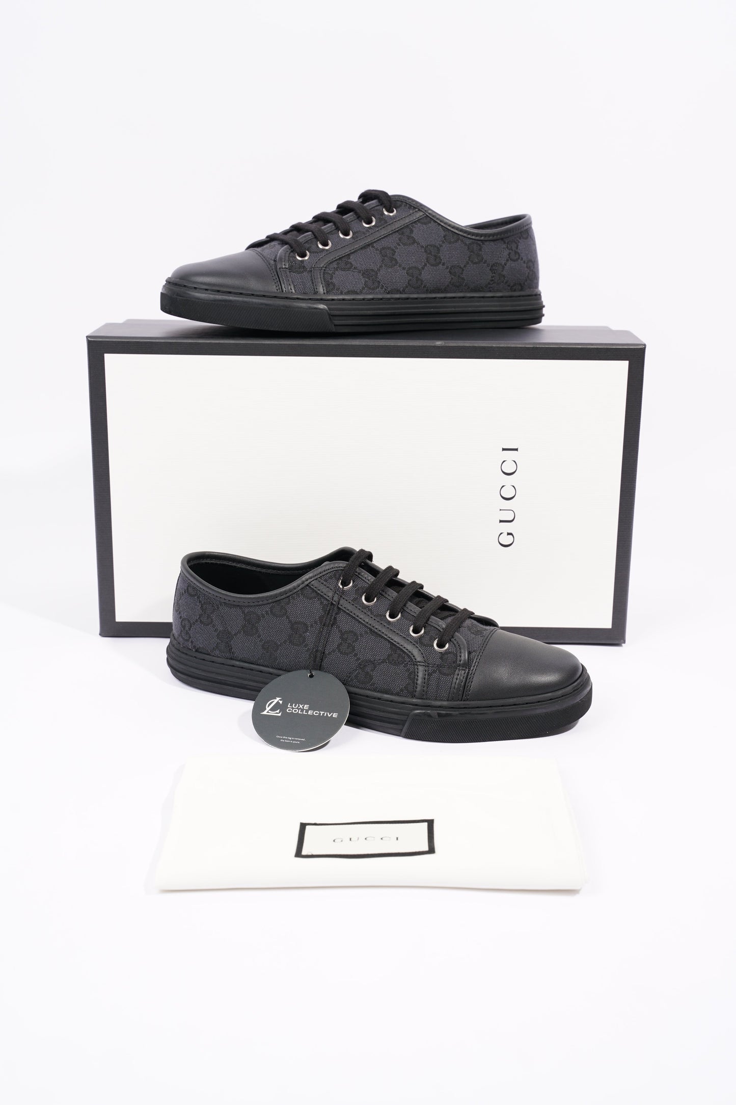 Gucci Mens GG Canvas Low Top Sneaker Black EU 40 / UK 6