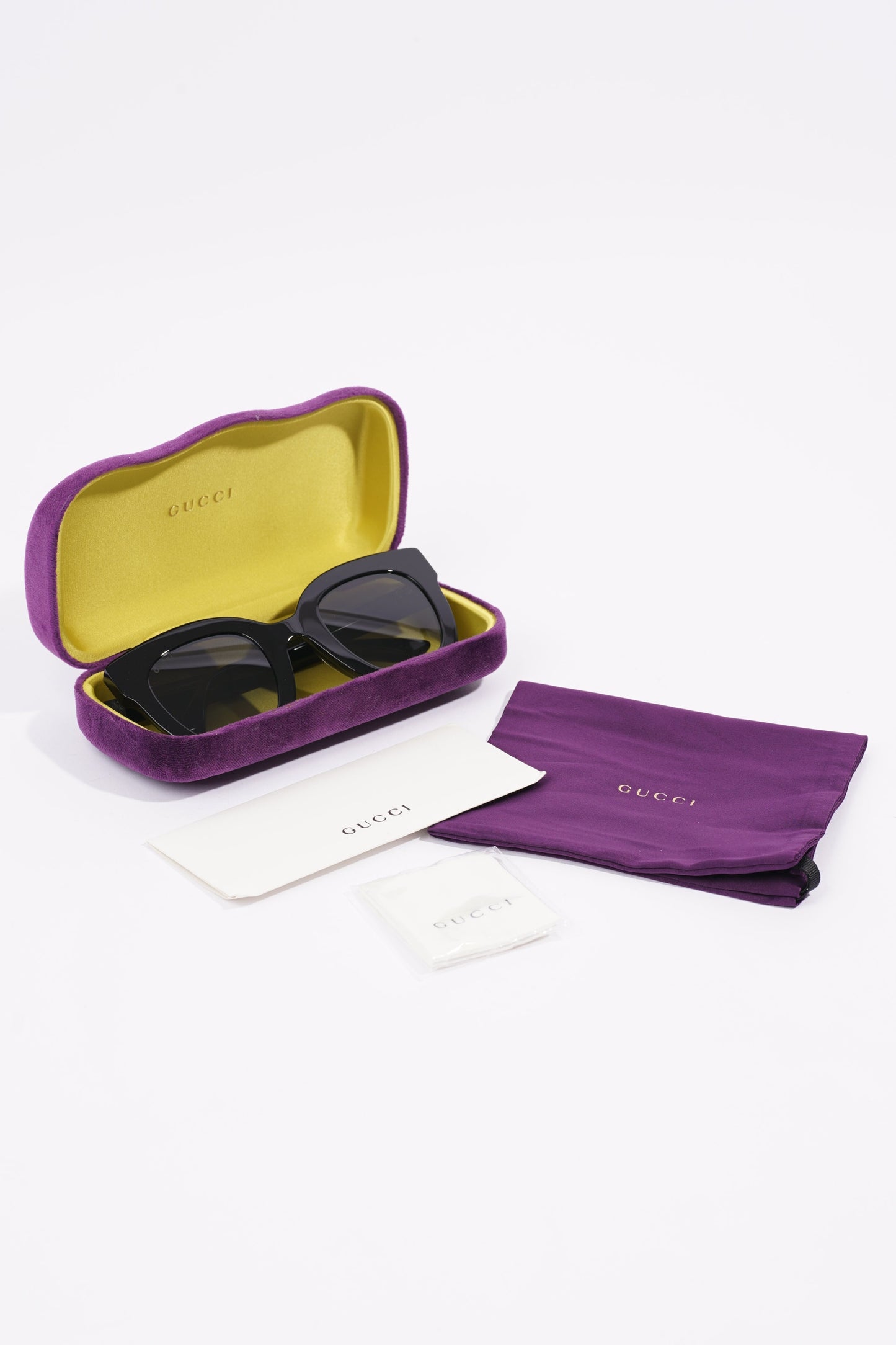 Gucci Womens GG0208S Sunglasses Black / Gold / Silver 140