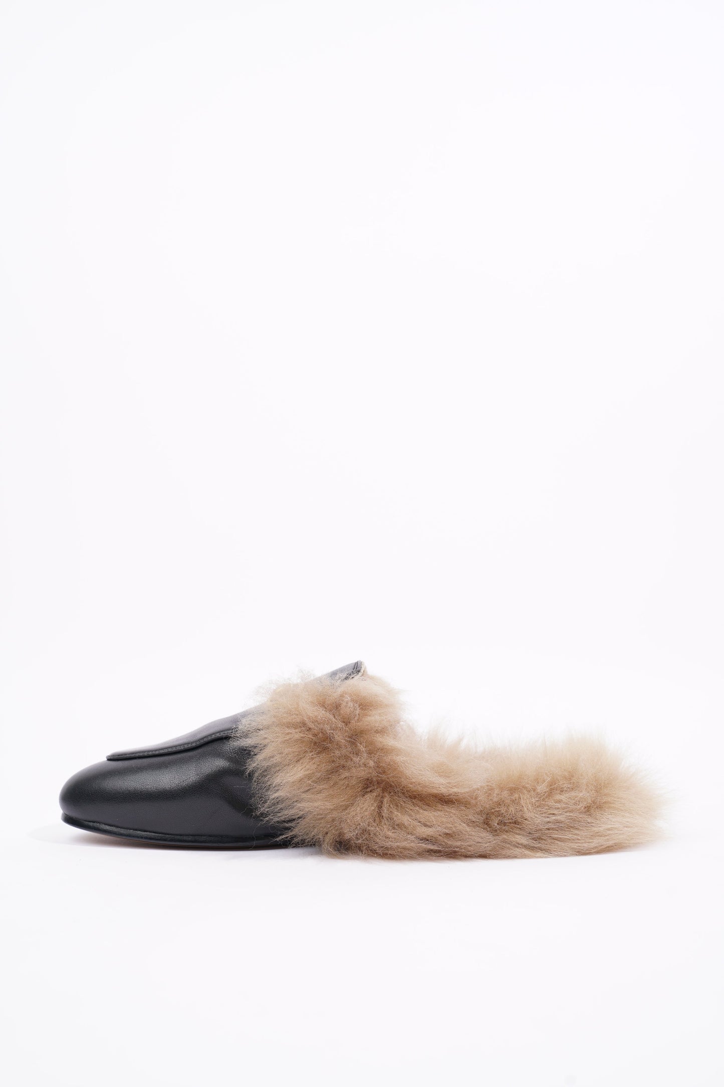 Gucci Womens Princetown Fur Mules Black / Gold EU 37 / UK 4