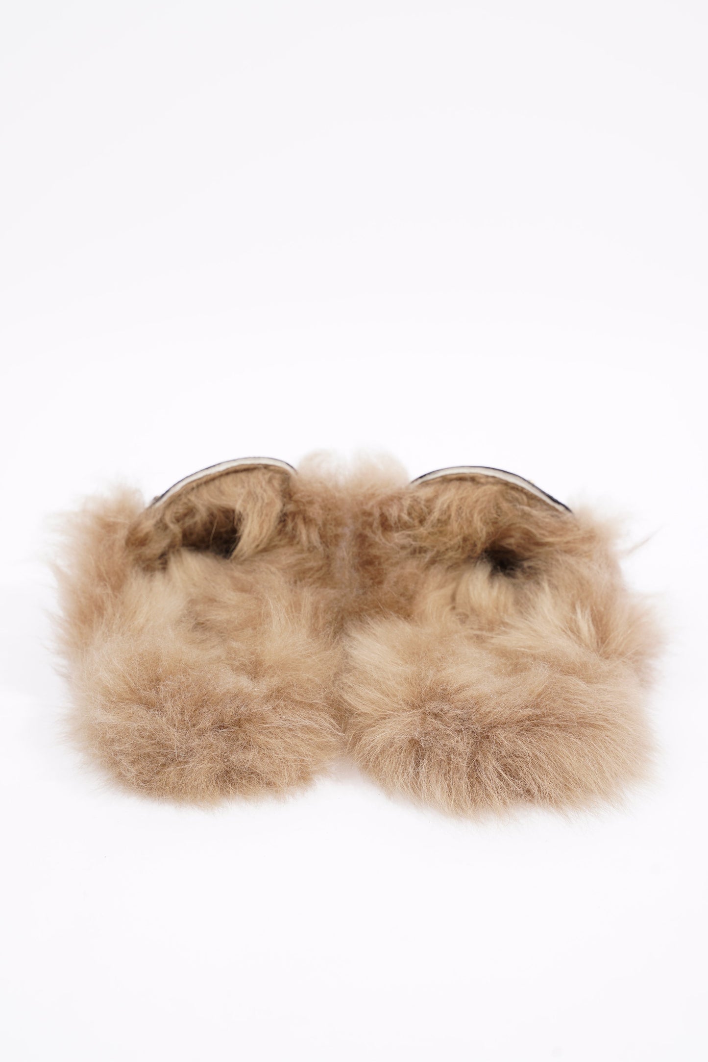 Gucci Womens Princetown Fur Mules Black / Gold EU 37 / UK 4