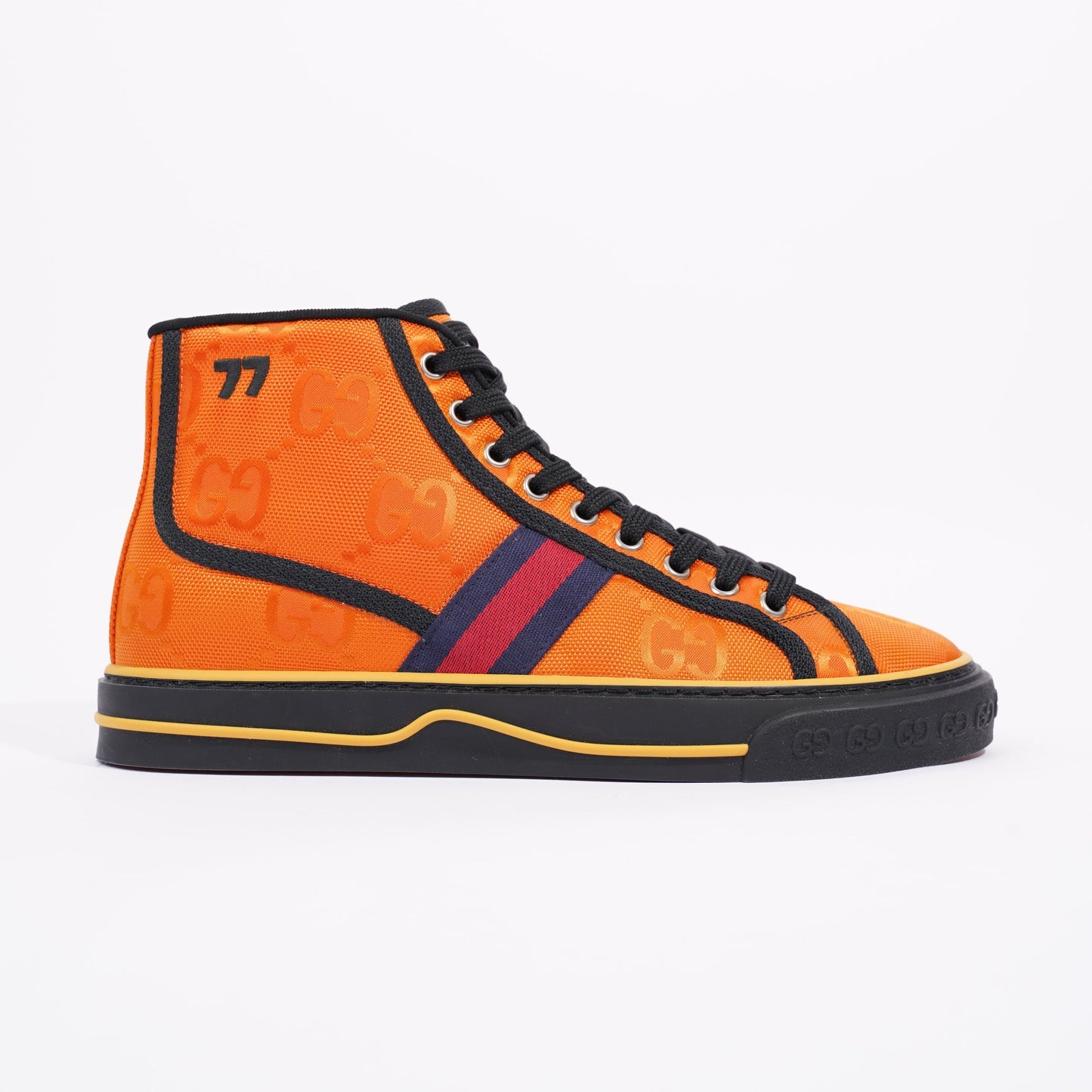 Gucci Mens Tennis 1977 High Top Sneaker Orange EU 40 / UK 6