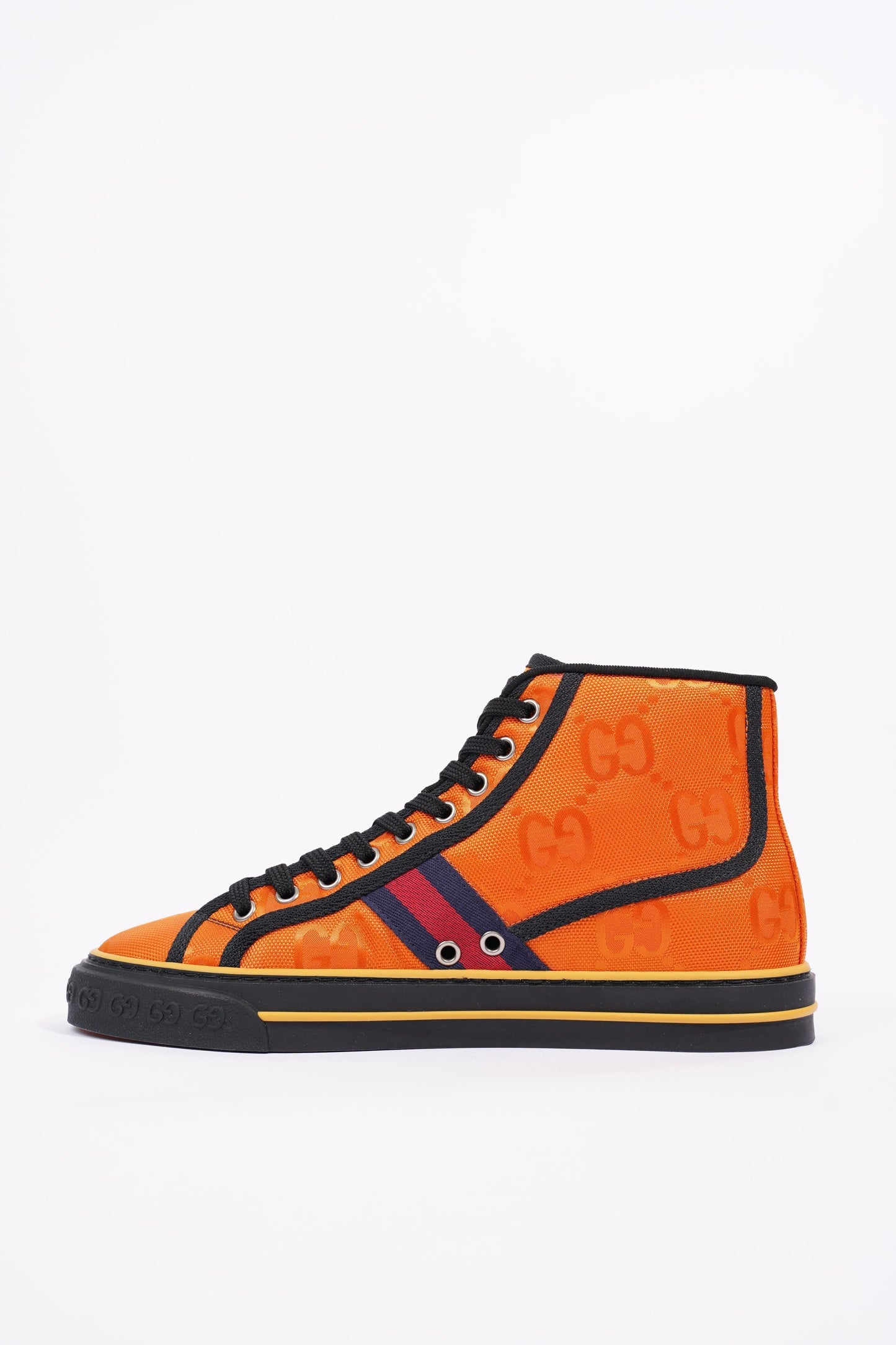 Gucci Mens Tennis 1977 High Top Sneaker Orange EU 40 / UK 6