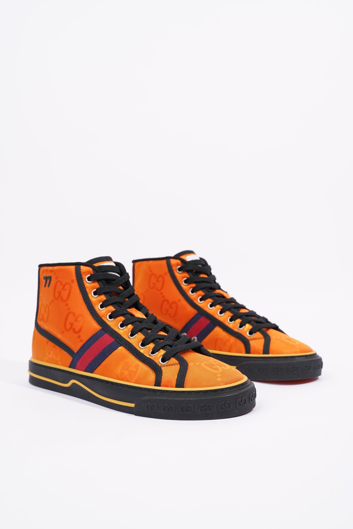 Gucci Mens Tennis 1977 High Top Sneaker Orange EU 40 / UK 6
