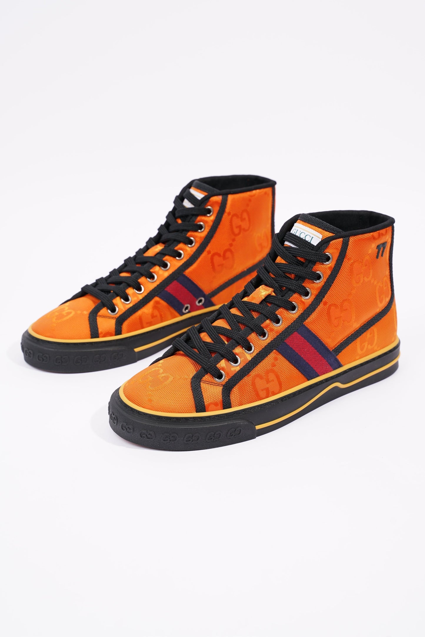 Gucci Mens Tennis 1977 High Top Sneaker Orange EU 40 / UK 6