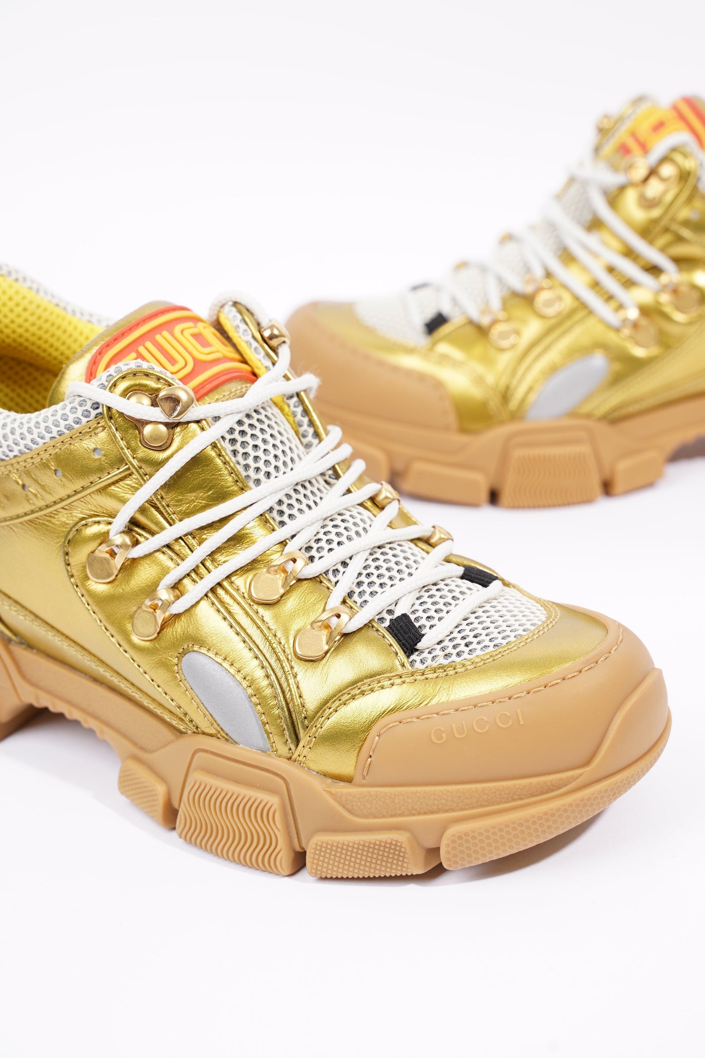Gucci Womens Flashtrek Gold / White EU 37.5 / UK 4.5