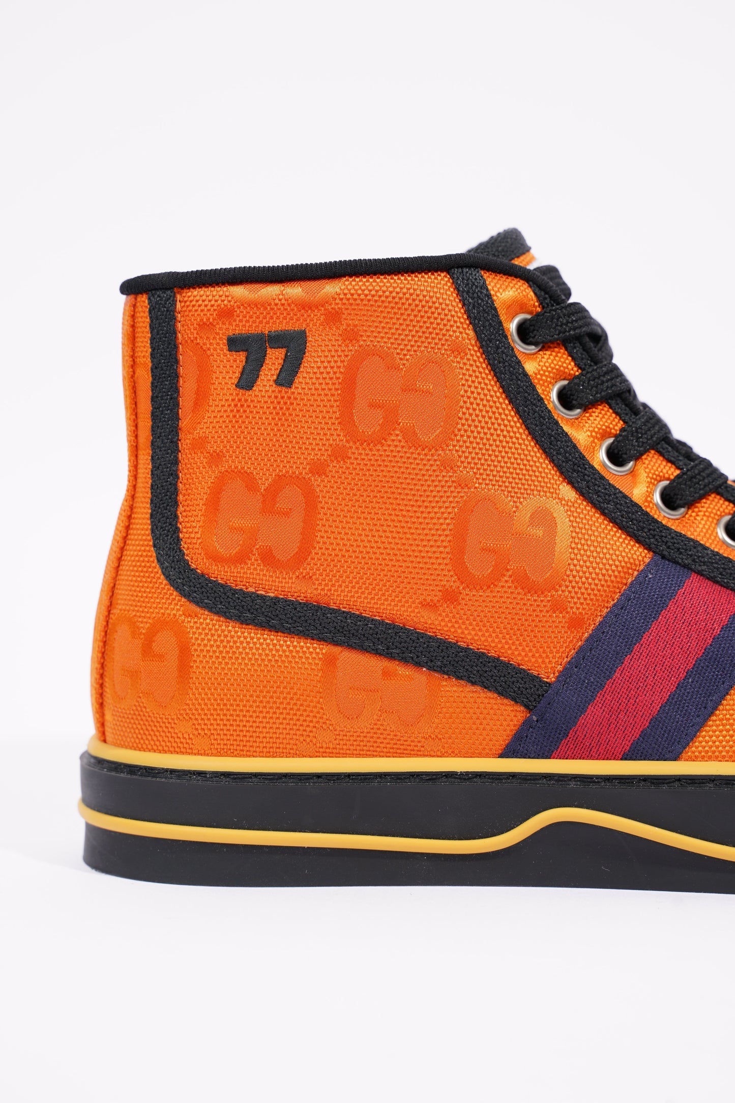 Gucci Mens Tennis 1977 High Top Sneaker Orange EU 40 / UK 6