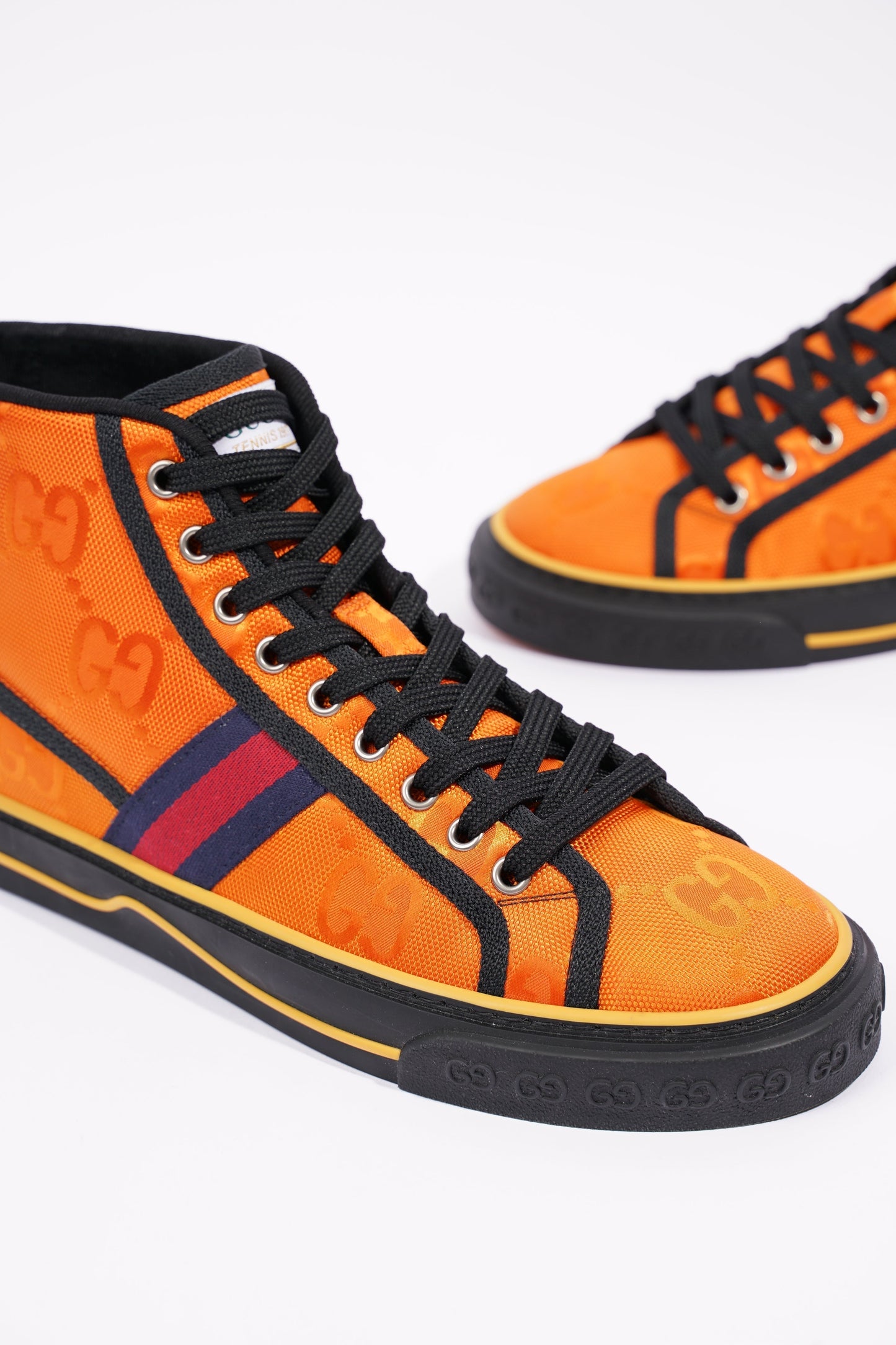 Gucci Mens Tennis 1977 High Top Sneaker Orange EU 40 / UK 6