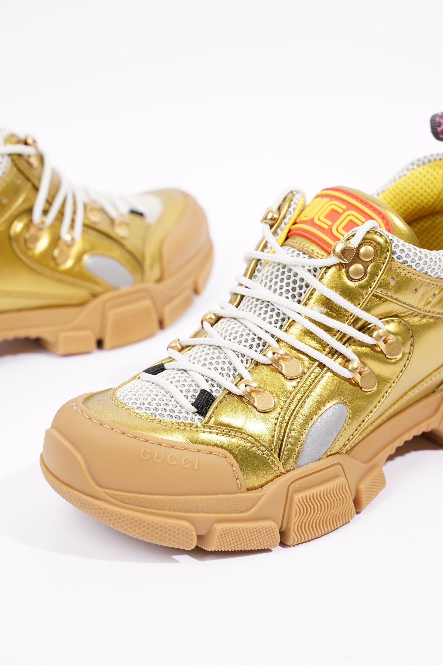 Gucci Womens Flashtrek Gold / White EU 37.5 / UK 4.5