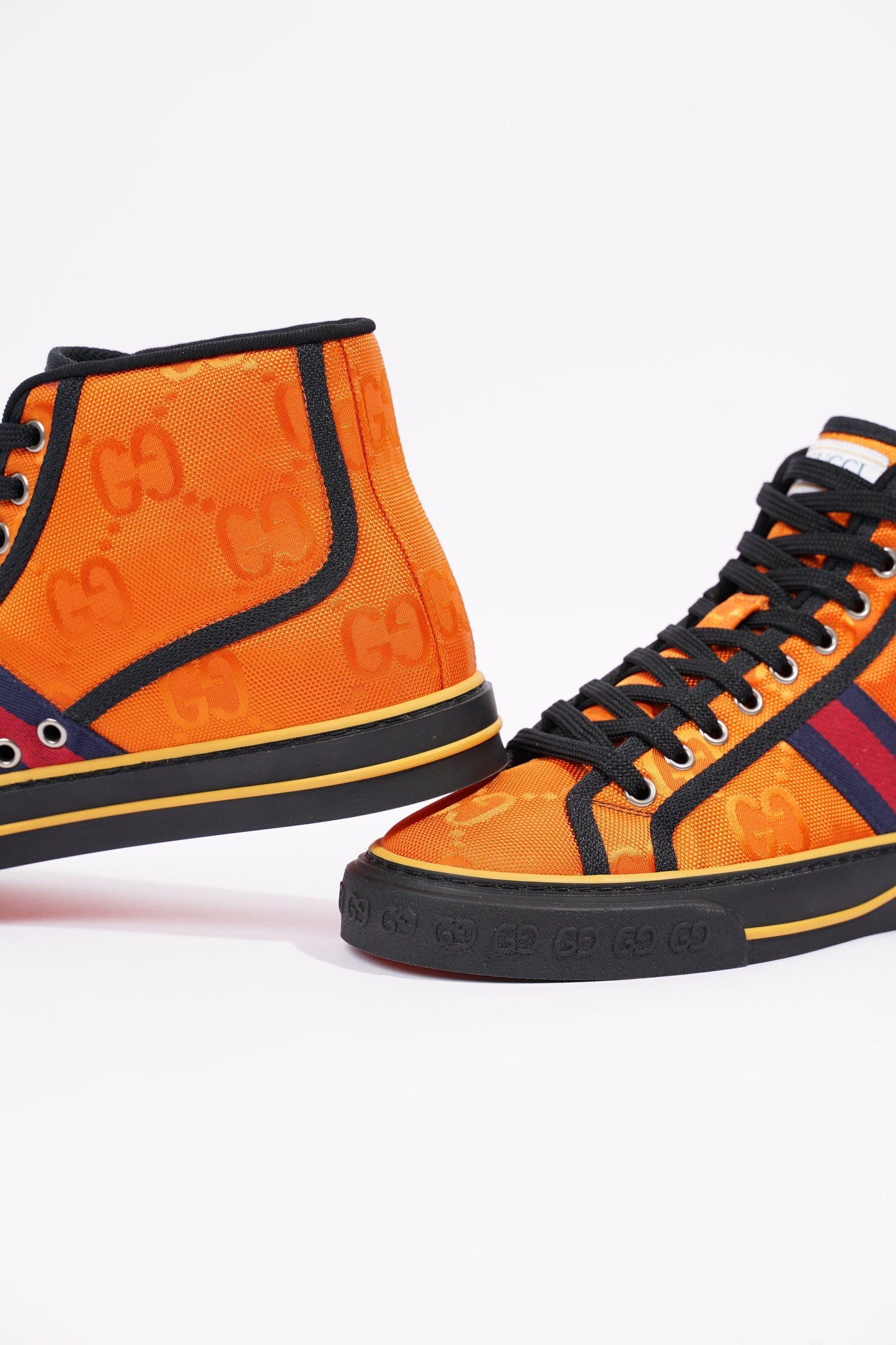 Gucci Mens Tennis 1977 High Top Sneaker Orange EU 40 / UK 6