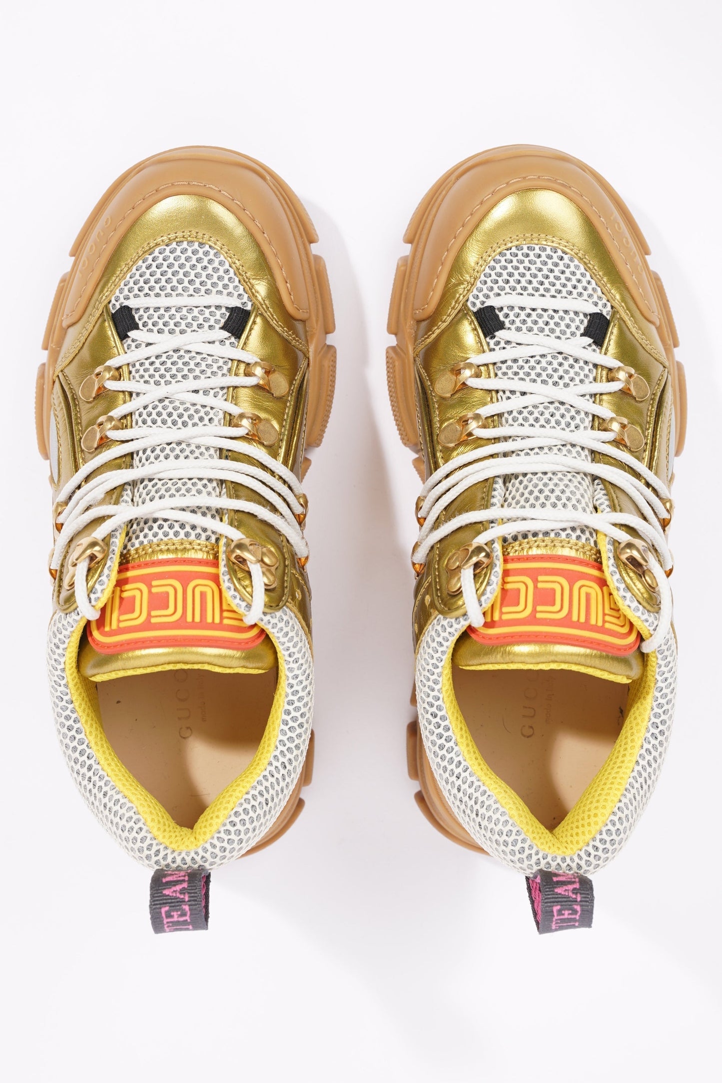 Gucci Womens Flashtrek Gold / White EU 37.5 / UK 4.5