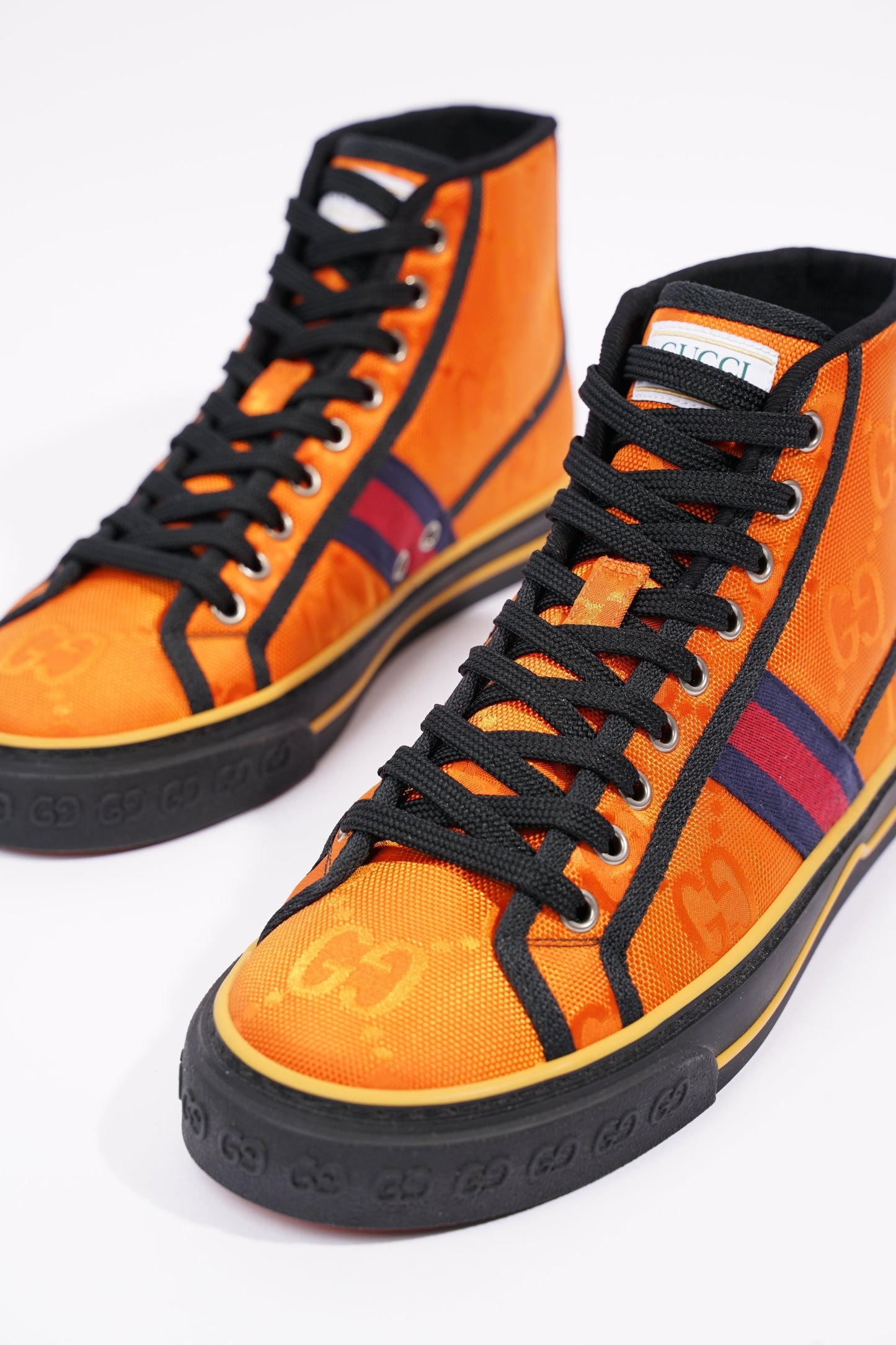 Gucci Mens Tennis 1977 High Top Sneaker Orange EU 40 / UK 6